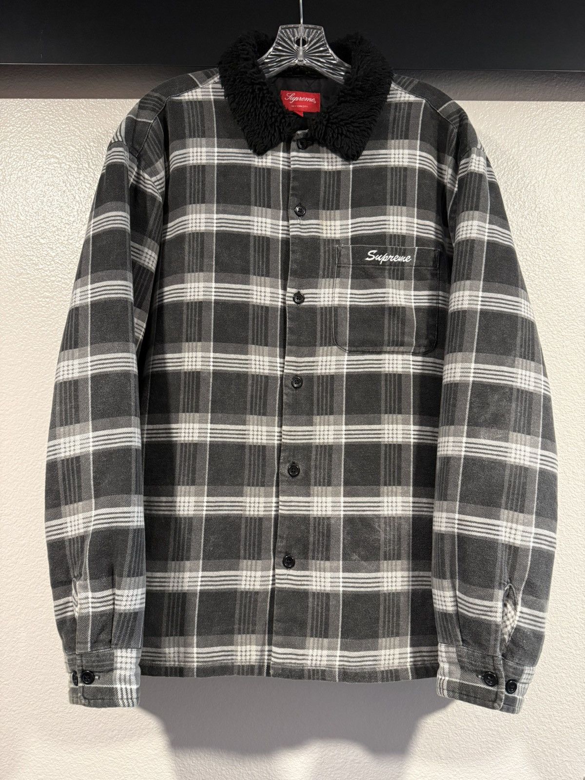 Supreme Supreme Faux Fur Collar Flannel Shirt (L) Size US L / EU 52-54 / 3 - 1 Thumbnail