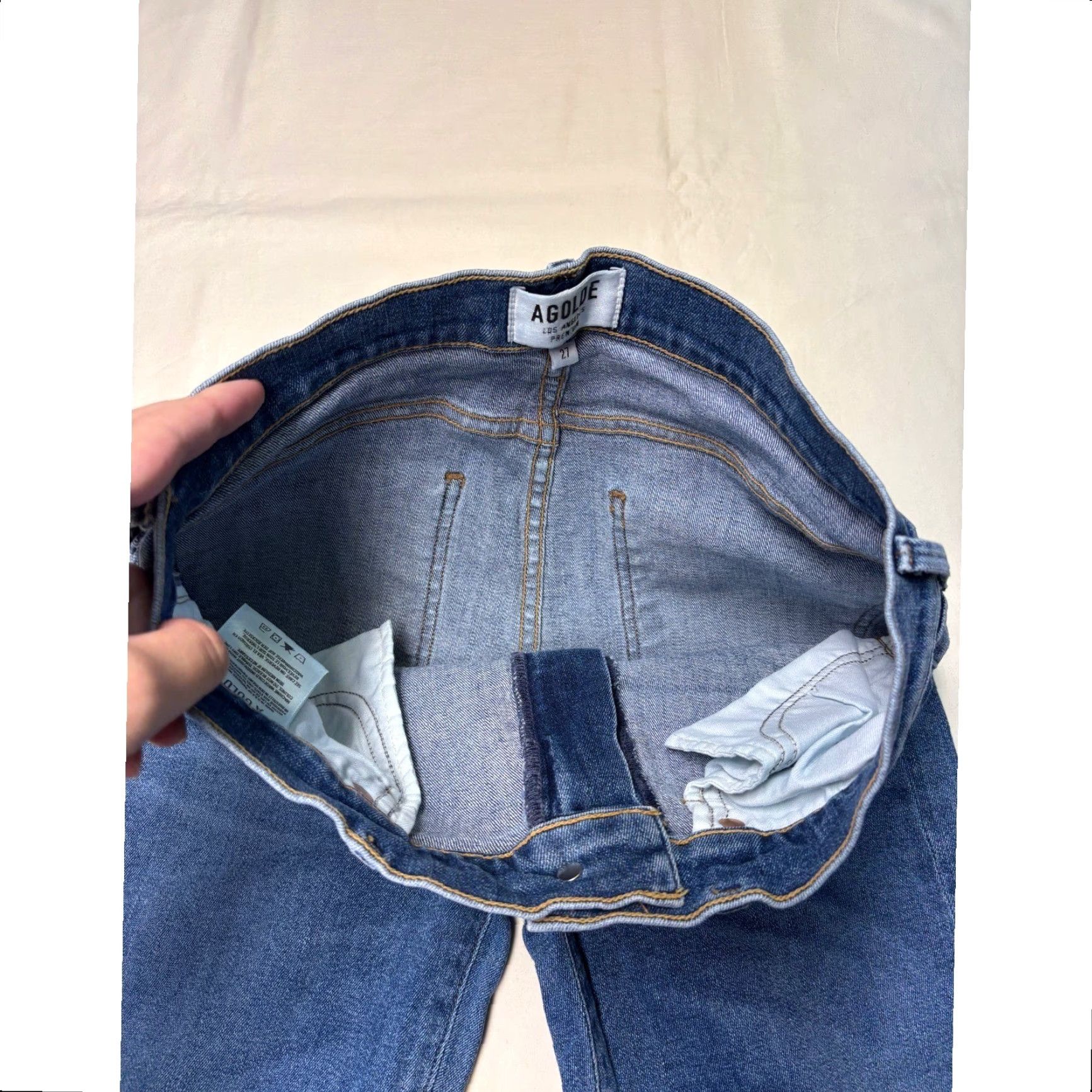 Agolde AGOLDE Jeans Women Medium Blue Denim Zip Button 5-Pocket Slim Rise Mid 27 Waist 27x26 Skinn y Crop Distressed Casual Type: Jeans Size 27" / US 4 / IT 40 - 3 Thumbnail