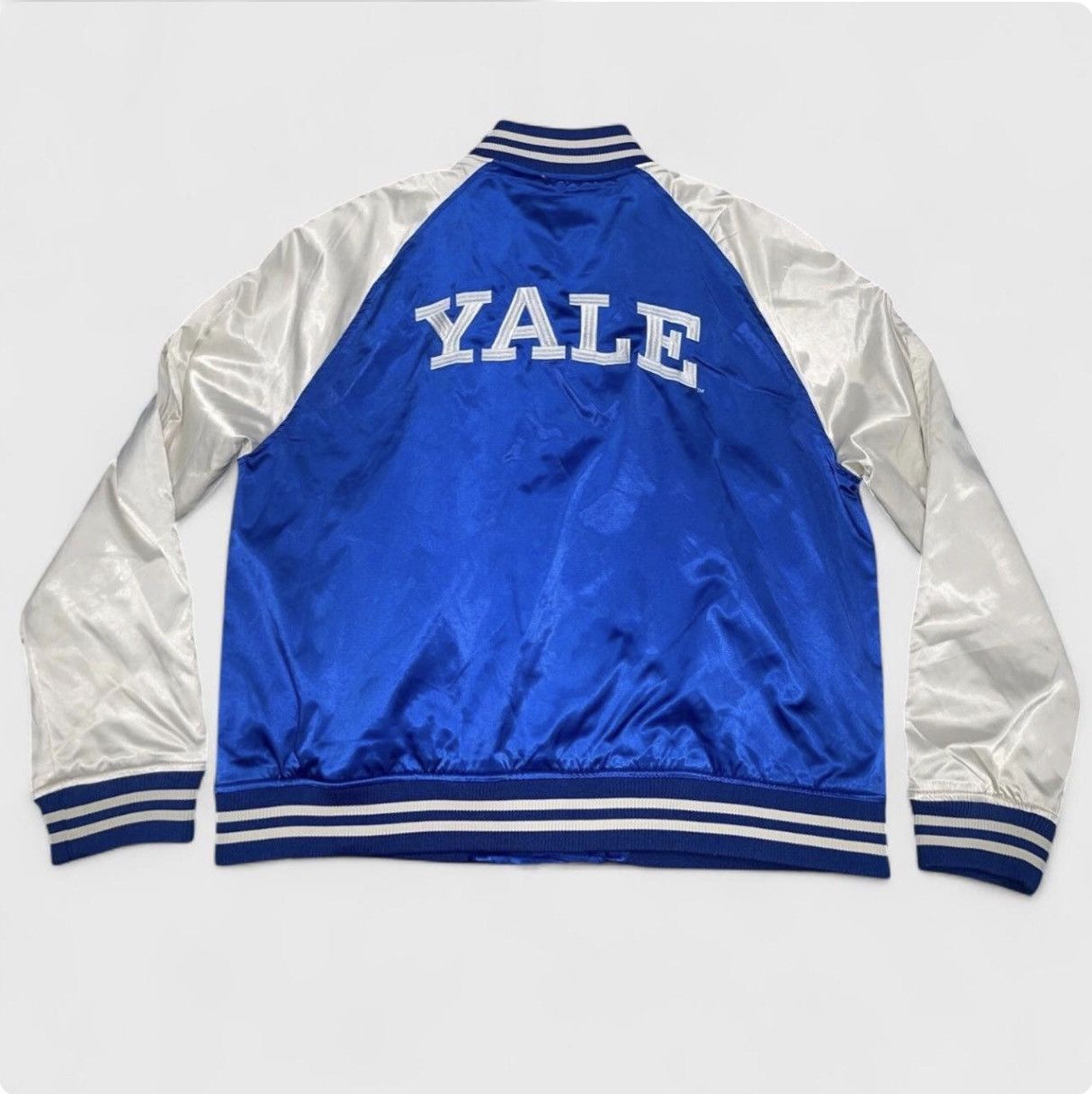 H&M H&M x Yale University Satin Varsity Bomber Jacket Blue+White Size US XL / EU 56 / 4 - 2 Thumbnail