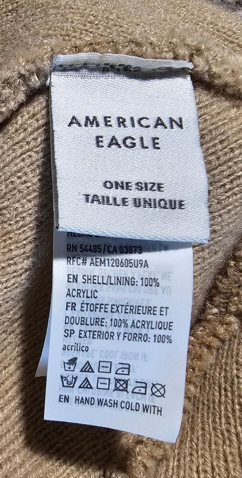 American Eagle Outfitters American Eagle AE Beanie Hat One Size Beige Tan Knit Logo Size ONE SIZE - 4 Thumbnail
