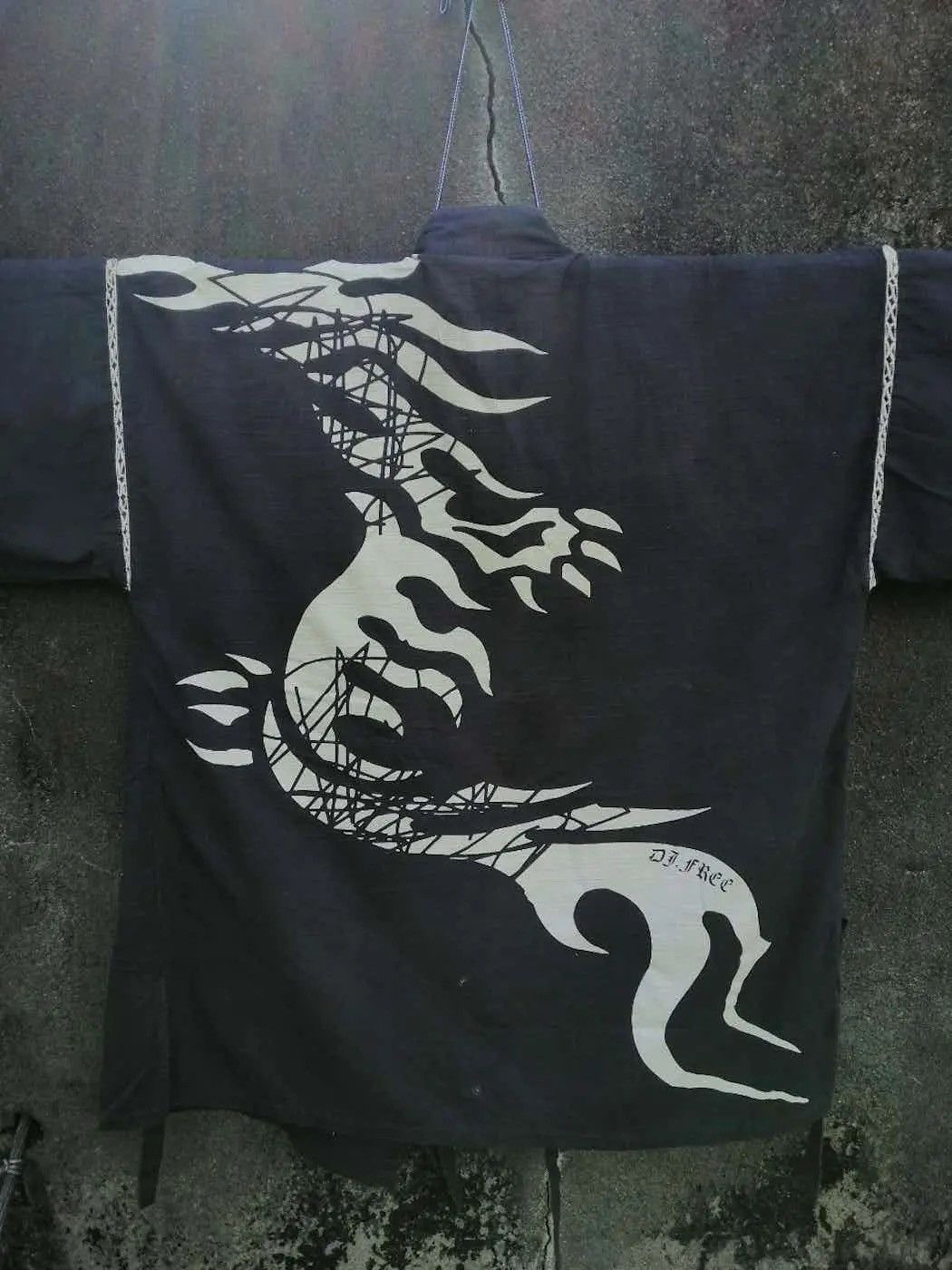 Vintage DJ FREE Dragon Print Kimono Jacket – Black Wrap Style Size US L / EU 52-54 / 3 - 6 Thumbnail