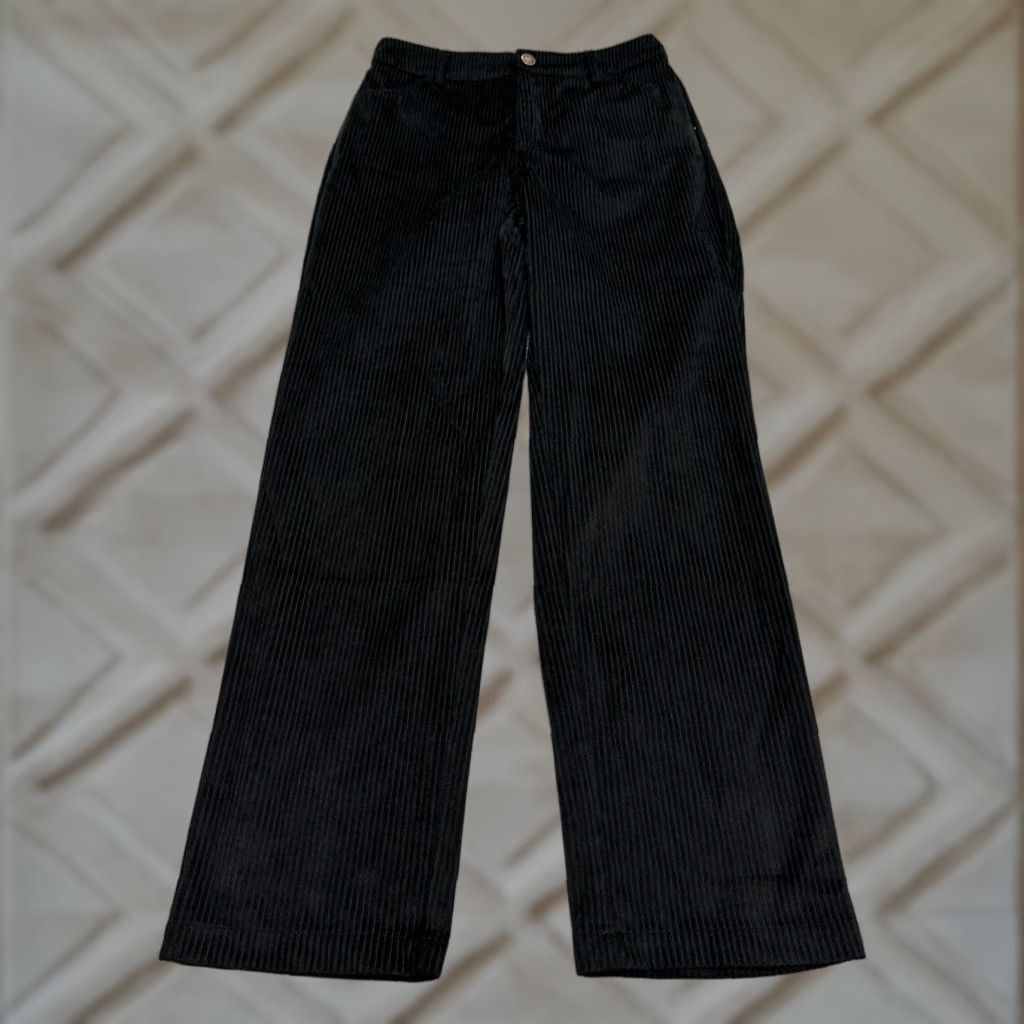 ZAFUL Zaful Corduroy Pants Women Small Black High Rise Casual 27x28.5 Straight Size 28" / US 6 / IT 42 - 1 Thumbnail