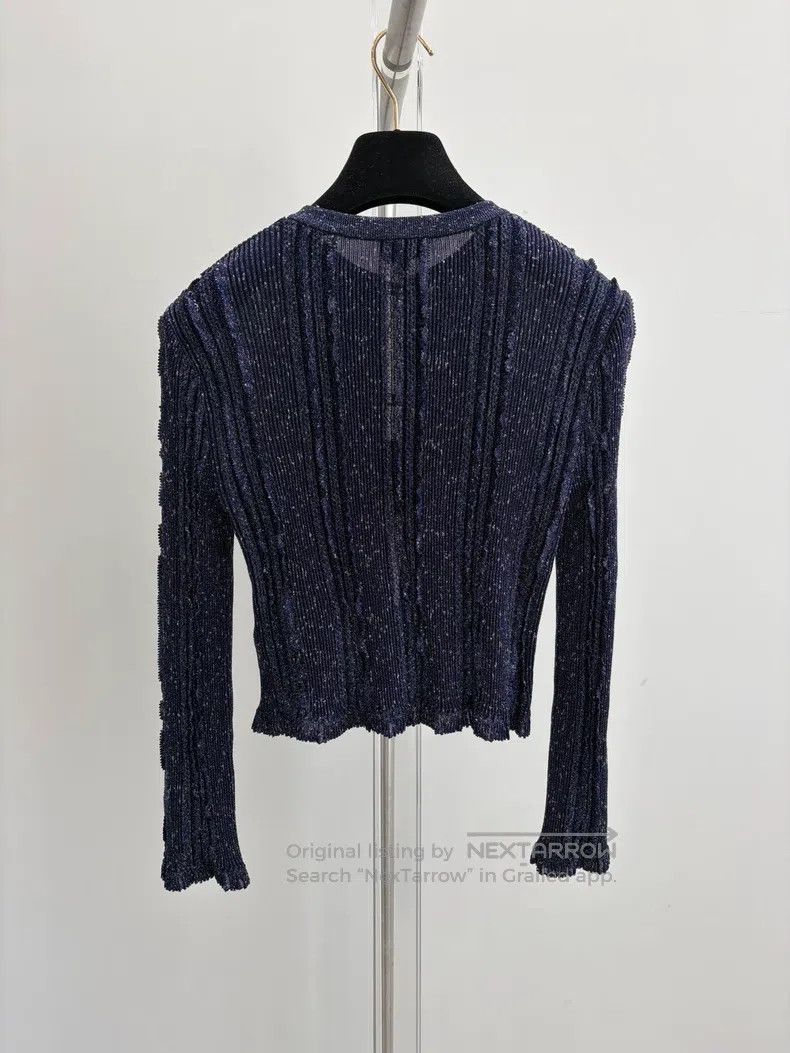Chanel Chanel Dark blue starry-coloured knitted cardigan coat Size XS / US 0-2 / IT 36-38 - 2 Thumbnail