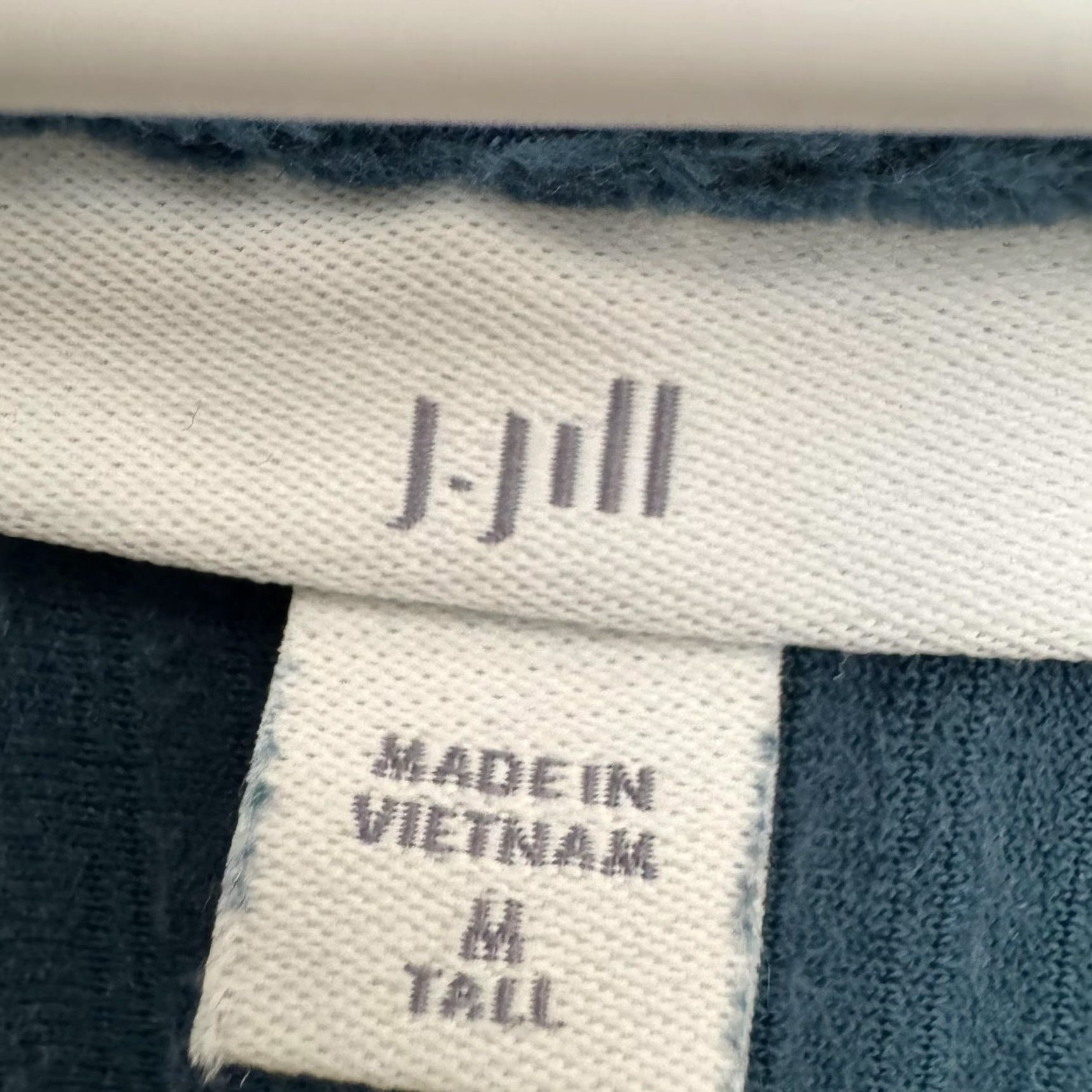 J. Jill J Jill Pullover Top Blouse Tall M V-Neck Long Sleeve Ribbed Velour Easy Care Blue Womens Size M / US 6-8 / IT 42-44 - 5 Thumbnail