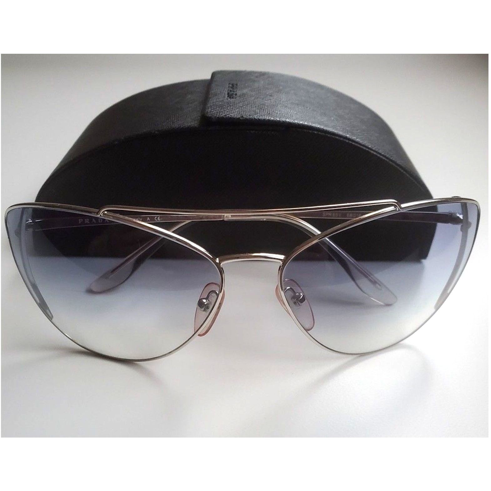 Prada Prada Cat Eye Sunglasses SPR65V Blue Metal Frame 68 130 Size ONE SIZE - 10 Thumbnail