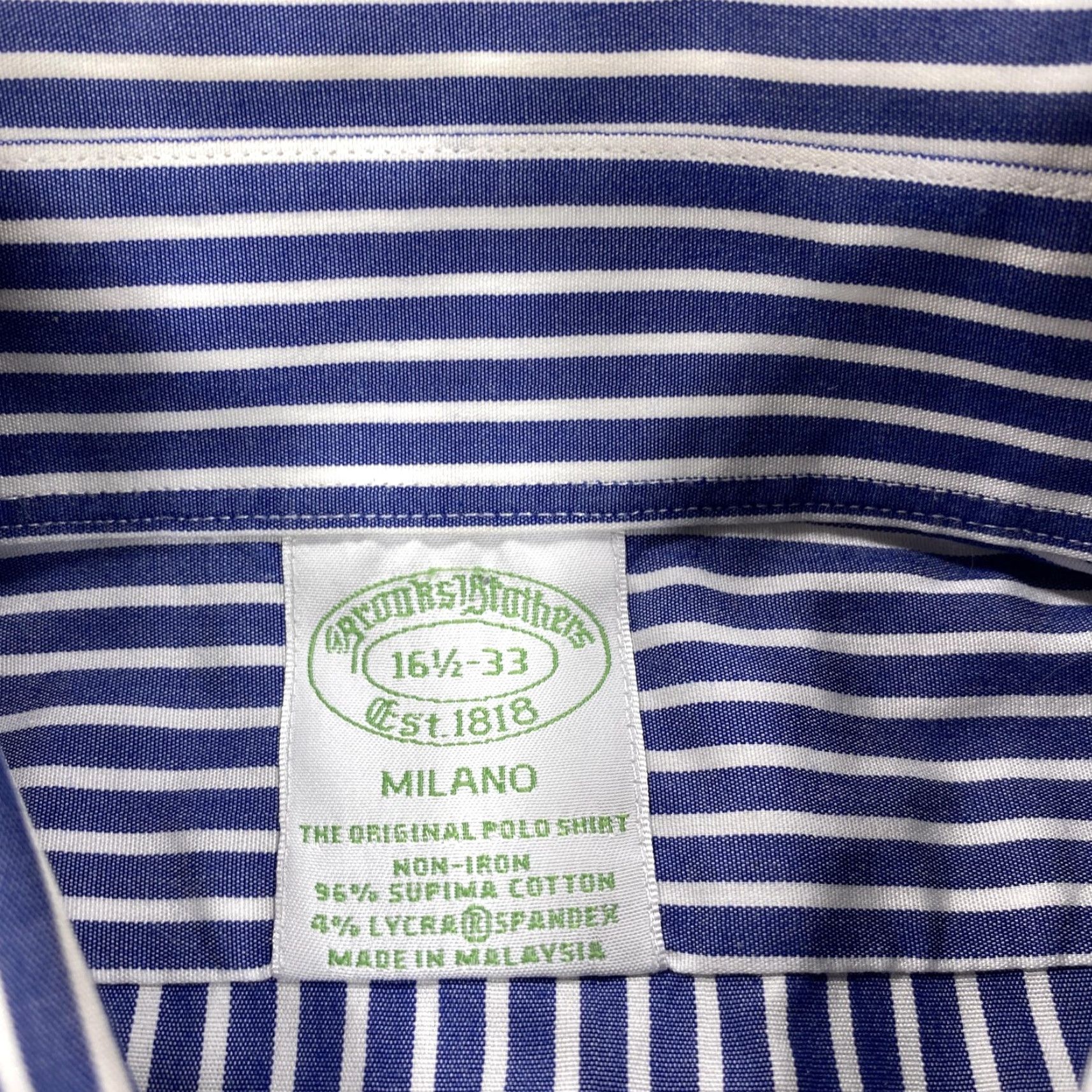Brooks Brothers Brooks Brothers Shirt Mens L Blue Striped Long Sleeve Button-Up Slim Non-Iron Pockets 95% Supima Cotton Spandex Size US L / EU 52-54 / 3 - 3 Thumbnail