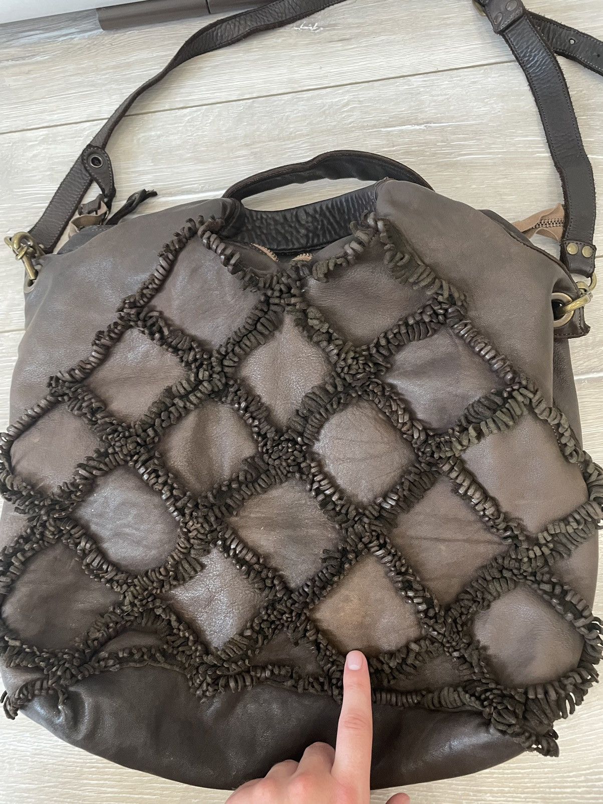 Leather × Vintage Errelleventidue Large Brown Fringed Made In Italy Size ONE SIZE - 16 Thumbnail