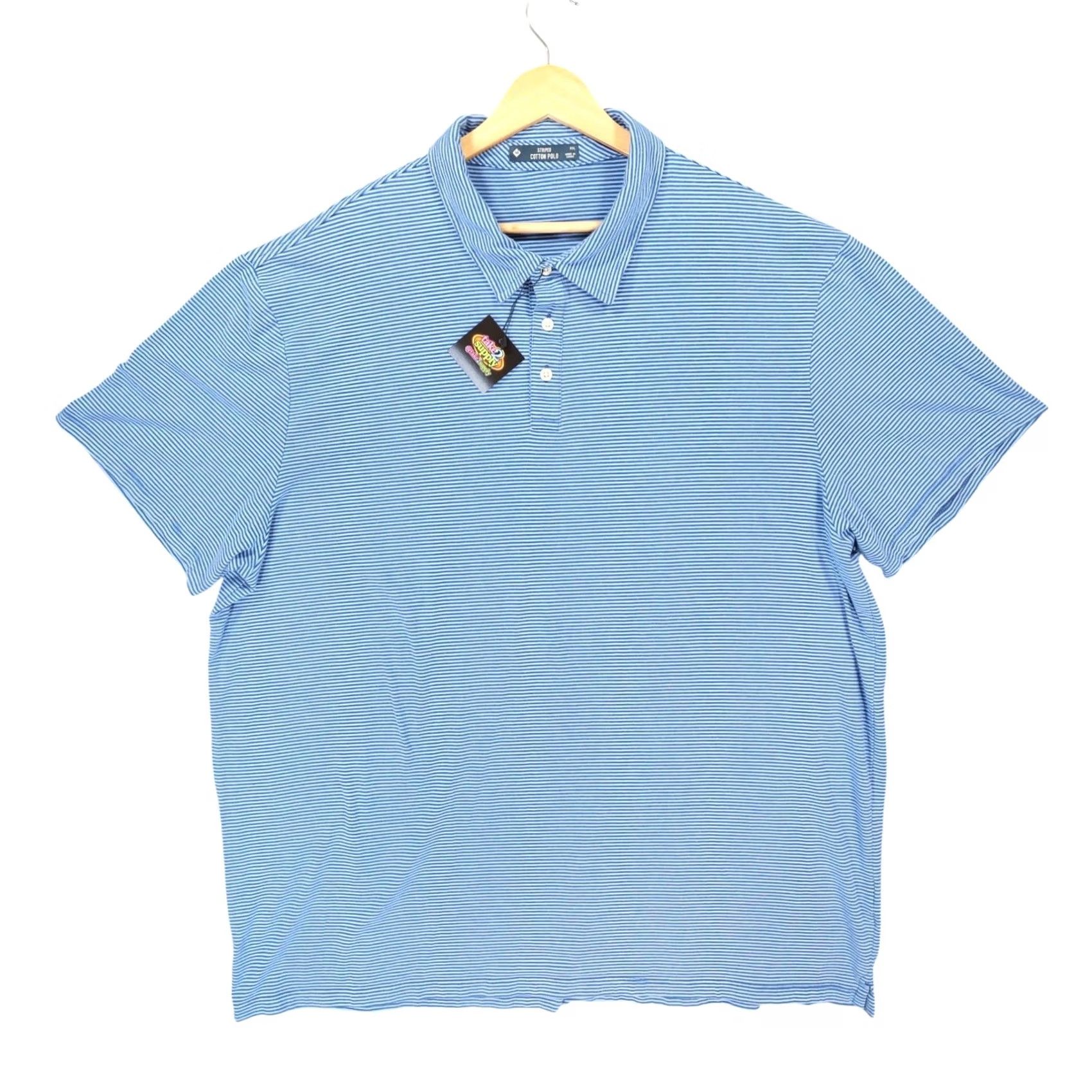 Vintage Member's Mark Polo Shirt Mens XXL Blue Striped Cotton Blend Size US XXL / EU 58 / 5 - 2 Thumbnail