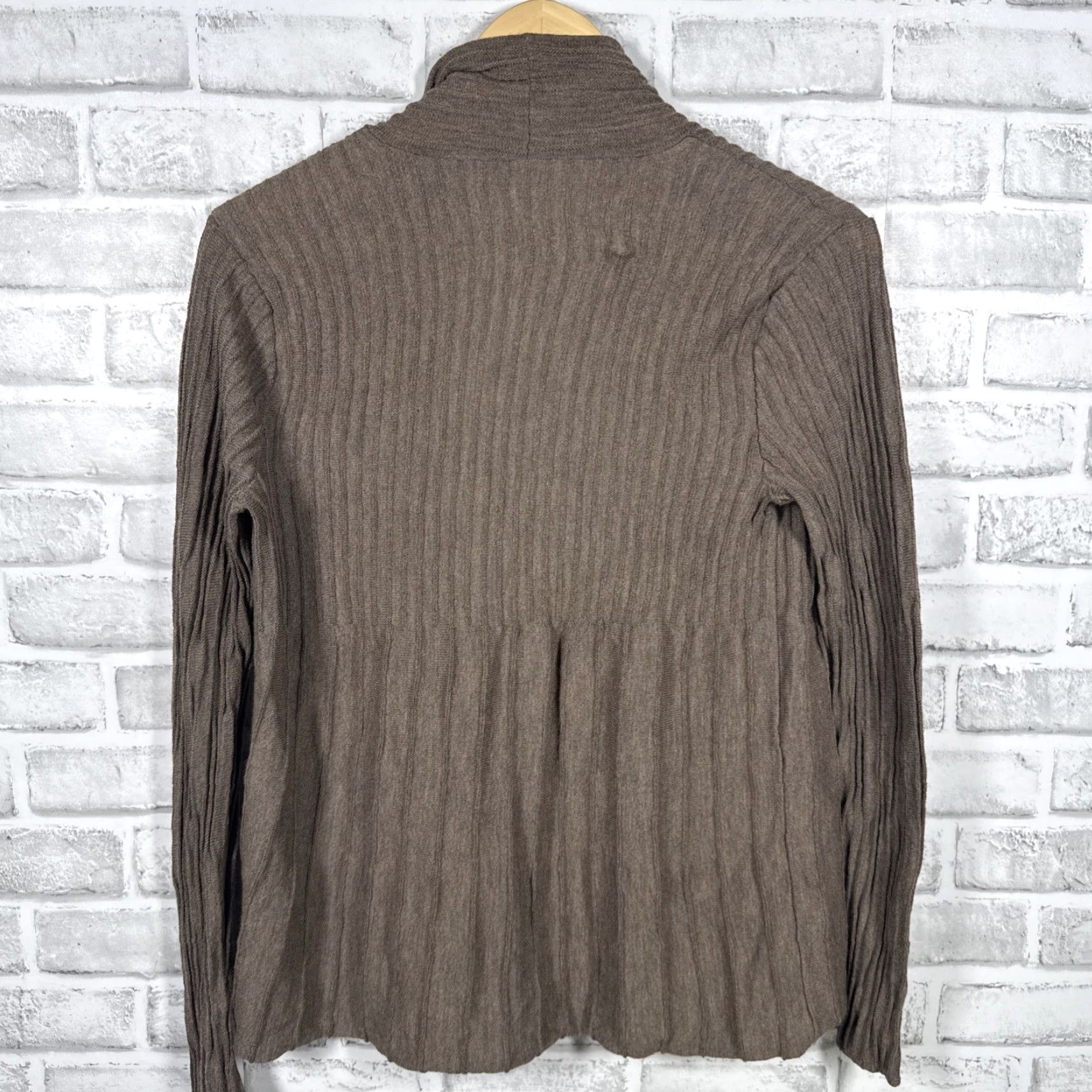 Eileen Fisher Eileen Fisher Brown 100% Wool Open Cardigan Womens Size Petite Small Size S / US 4 / IT 40 - 4 Thumbnail