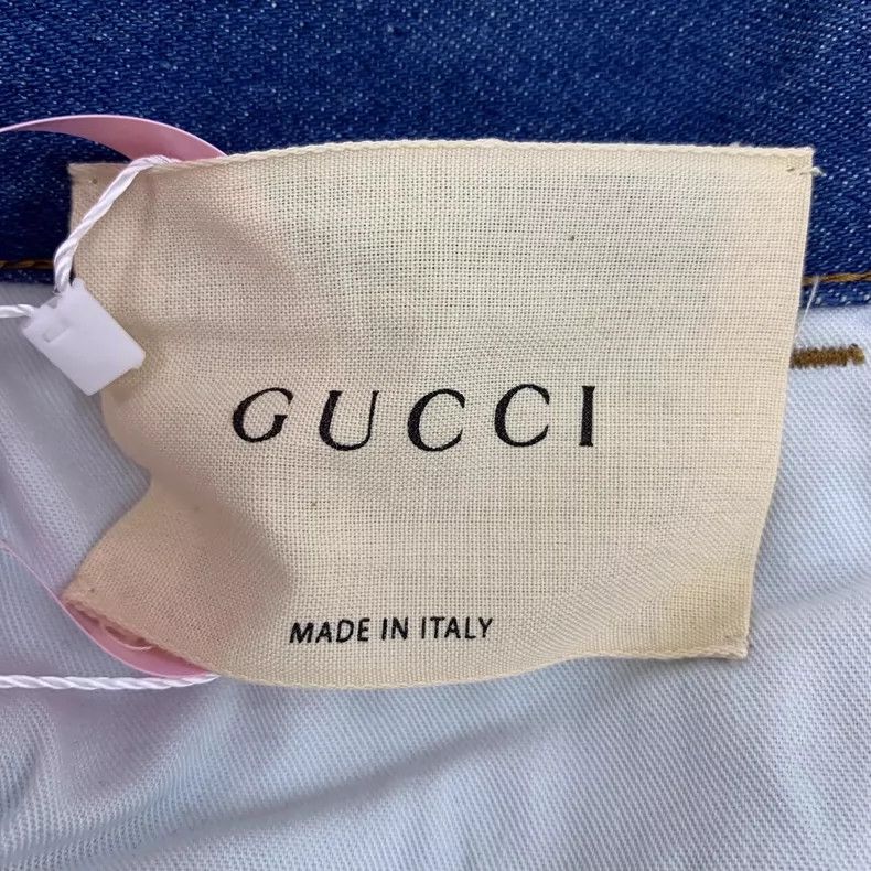 Gucci Gucci Blue leather brand cotton denim trousers 2504-Nextarr Size 28" / US 6 / IT 42 - 7 Thumbnail