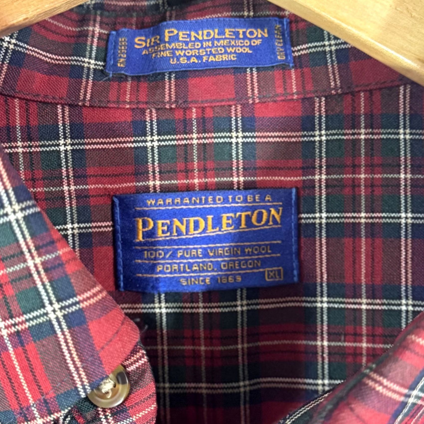 Pendleton VINTAGE Pendleton Shirt Mens XL Red Plaid Button-Down Wool Vintage Style Size US XL / EU 56 / 4 - 4 Thumbnail