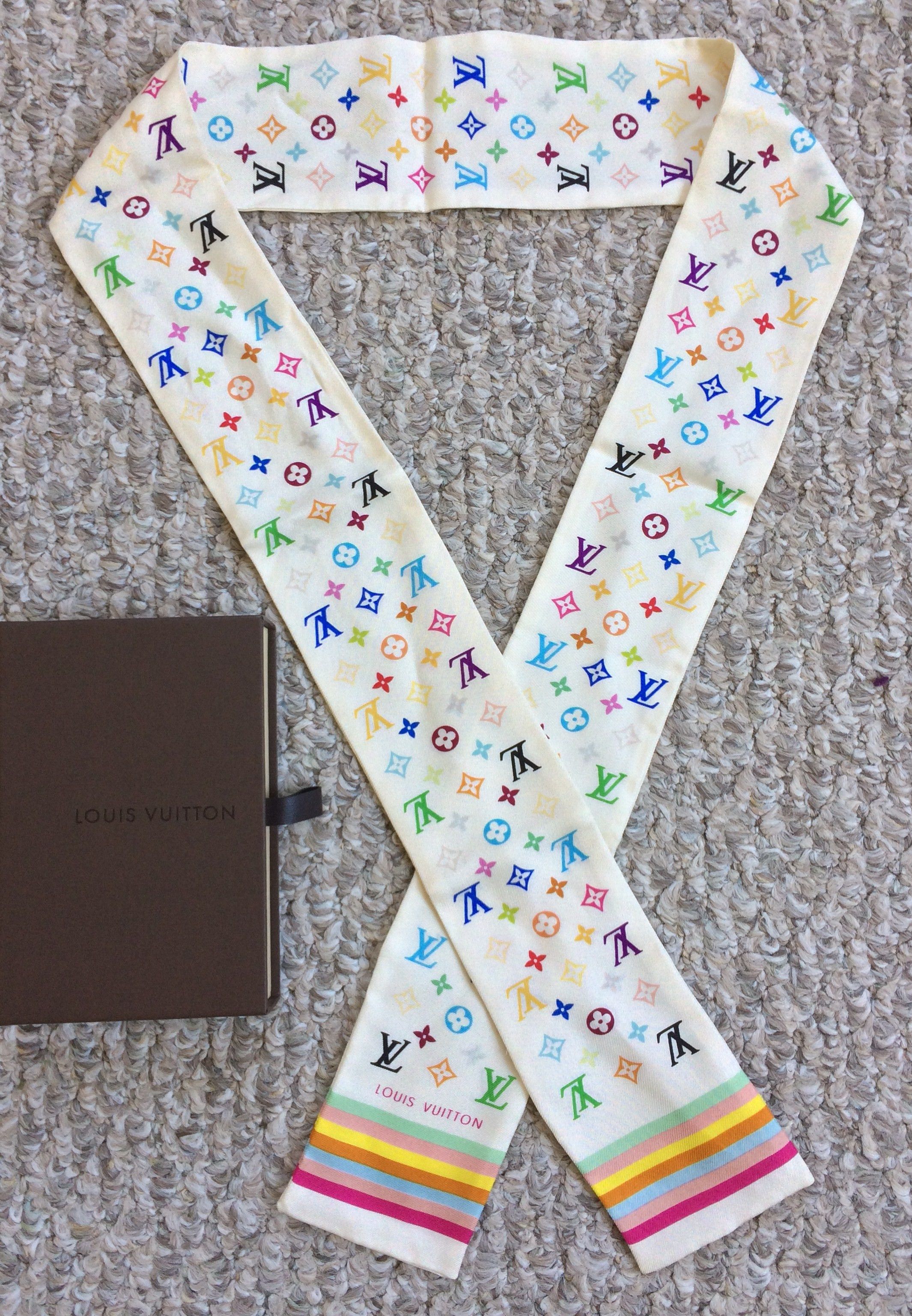 image of S/s 2003 Louis Vuitton Murakami Multicolor Monogram Scarf, Men's