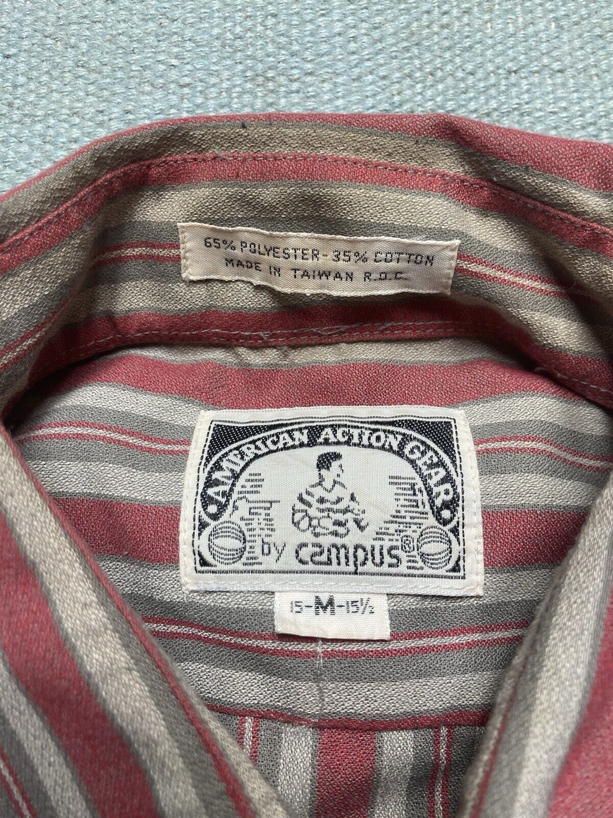 Vintage Vintage 70s button shirt campus striped poly cotton medium Size US M / EU 48-50 / 2 - 3 Thumbnail