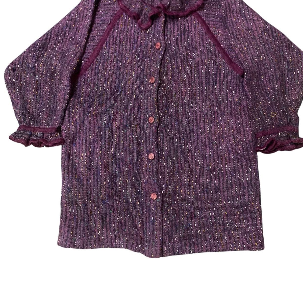 Christian Dior Monsieur Vintage Christian Dior Purple Metallic Ruffled Collar Blouse Size L / US 10 / IT 46 - 5 Thumbnail