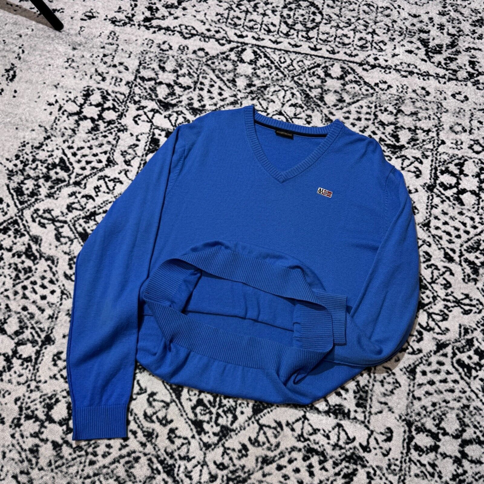 Napapijri × Vintage Vintage Napapijri Blue Wool Sweater Size XL Y2K 90s Hiking Size US XL / EU 56 / 4 - 6 Thumbnail