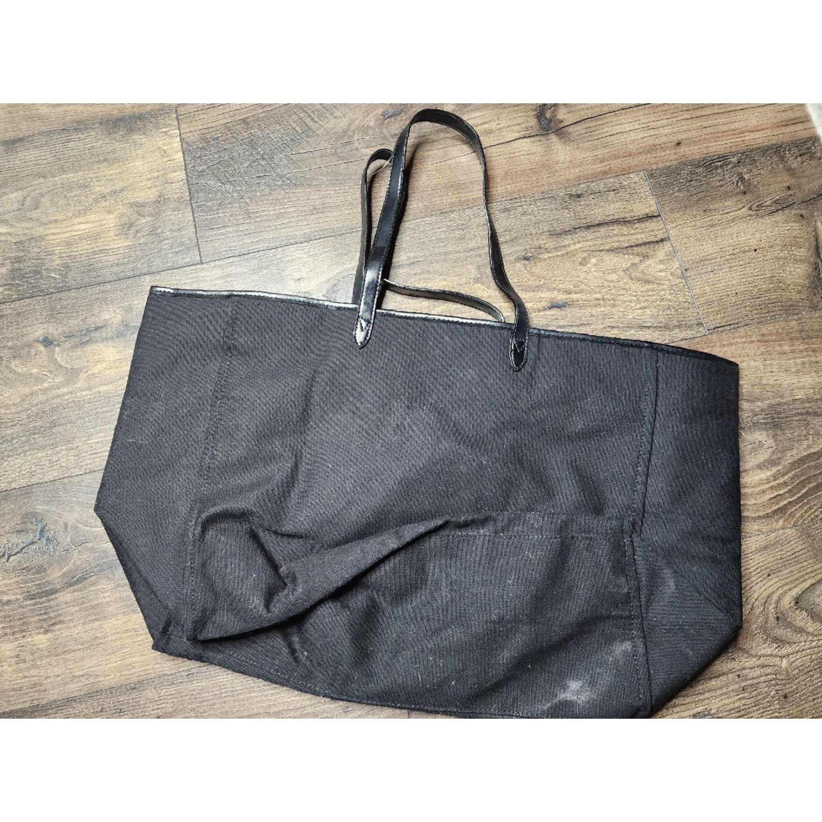 Victoria's Secret Victoria’s Secret Black Striped Sequin Tote Bag Women Canvas Tote Sequin Striped Victoria Secret B38 Black Tote Bag Size ONE SIZE - 2 Thumbnail