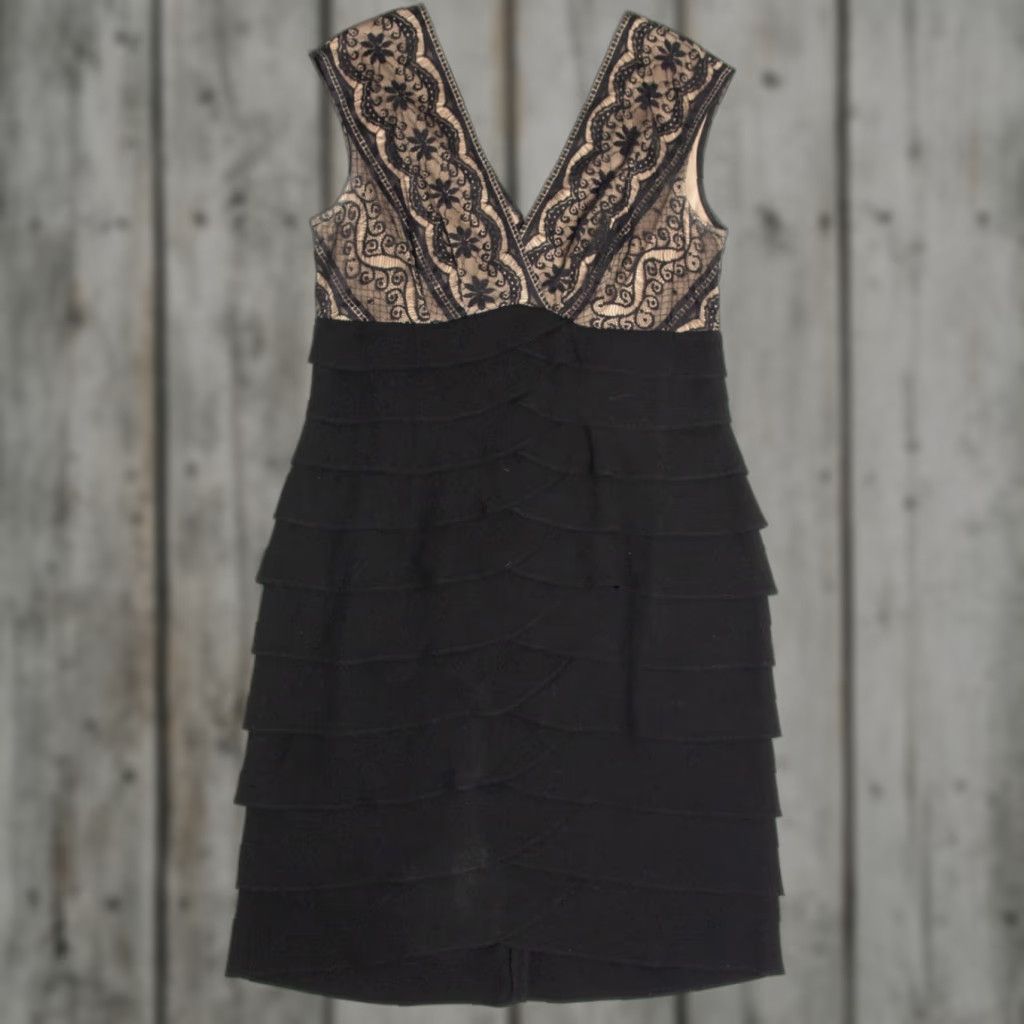 Vintage VINTAGE Jessica Howard Black Lace & Ruffle Dress X-Large (sz. 14) Womens Size XL / US 12-14 / IT 48-50 - 1 Thumbnail