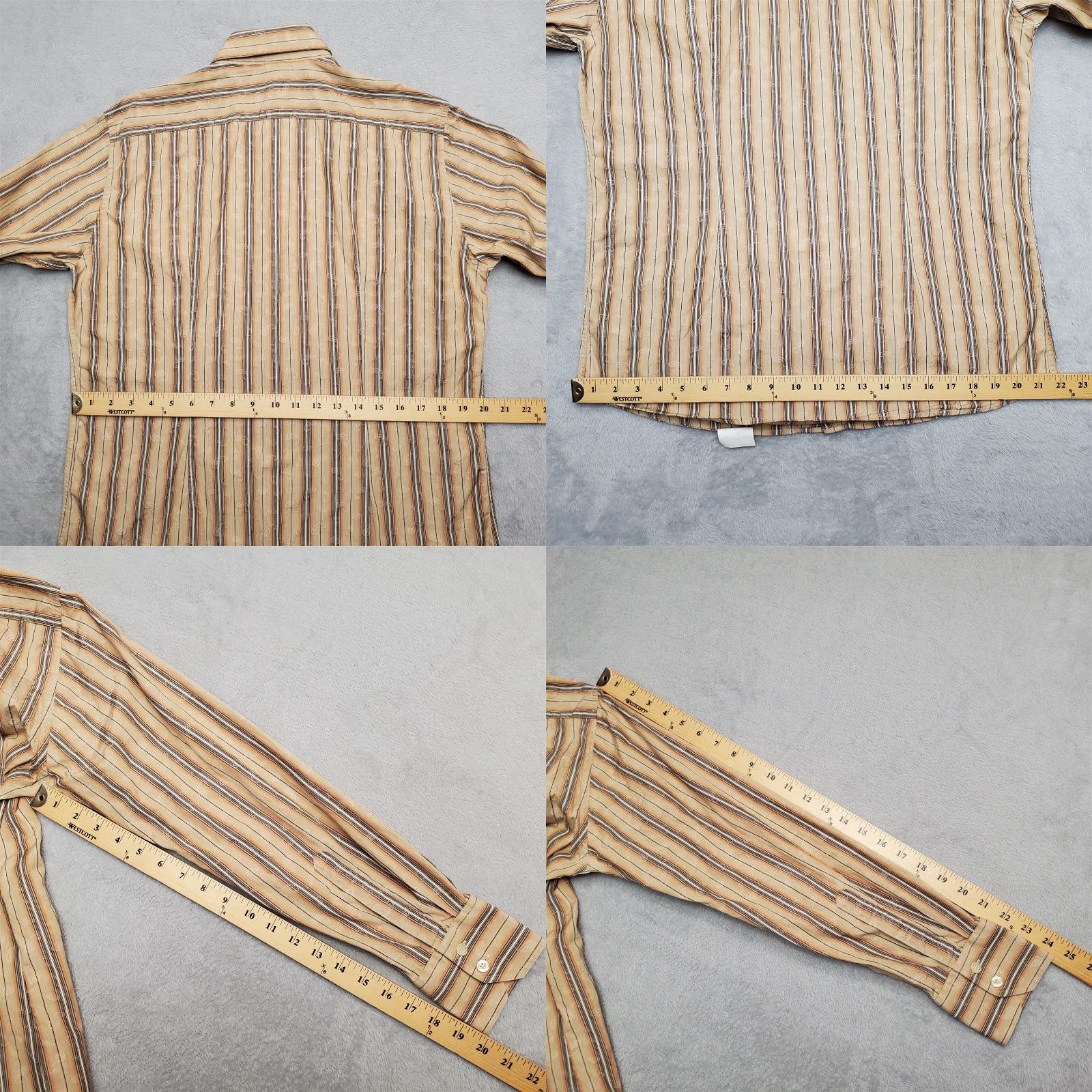 Vintage Serica Elite Shirt Mens M Brown Orange Paisley Striped Cotton Long Sleeve Button-Up Size US M / EU 48-50 / 2 - 9 Thumbnail