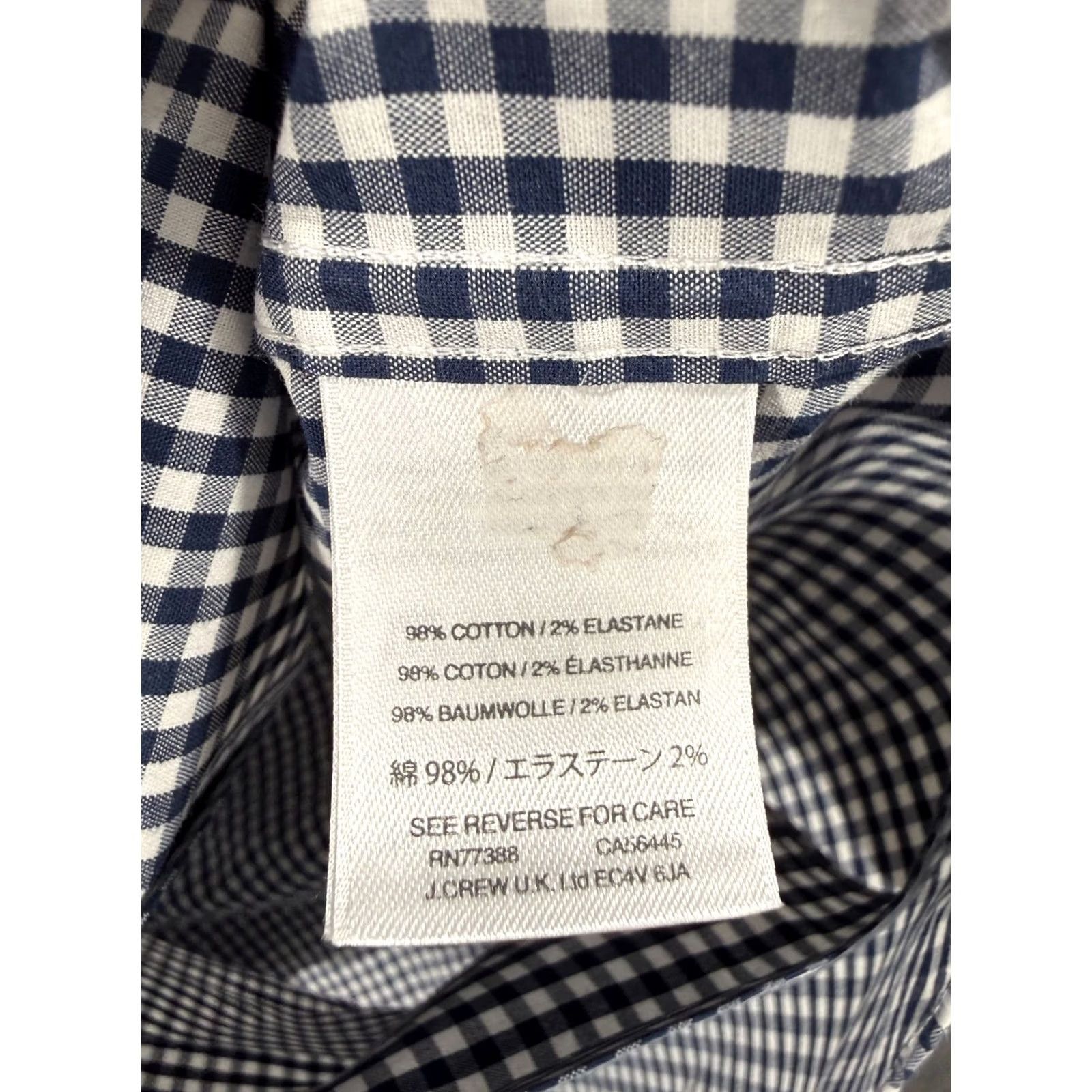 J.Crew J.CREW Shirt Mens LT Blue Mercantile Flex Navy Gingham Check Stretch Button Down Size US L / EU 52-54 / 3 - 6 Thumbnail