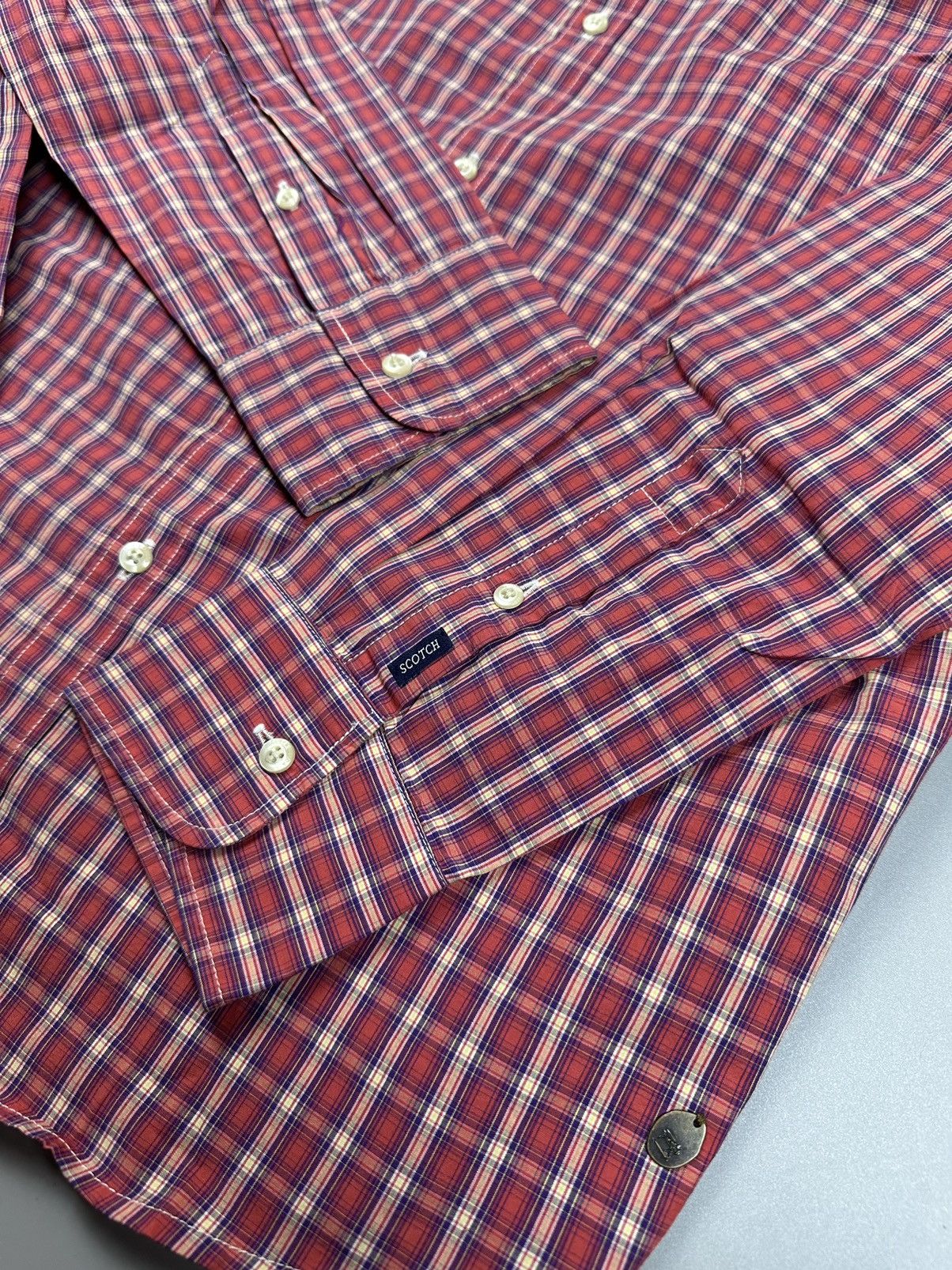 Scotch & Soda Red Check Scotch&Soda Button Shirt Large Size US L / EU 52-54 / 3 - 4 Thumbnail