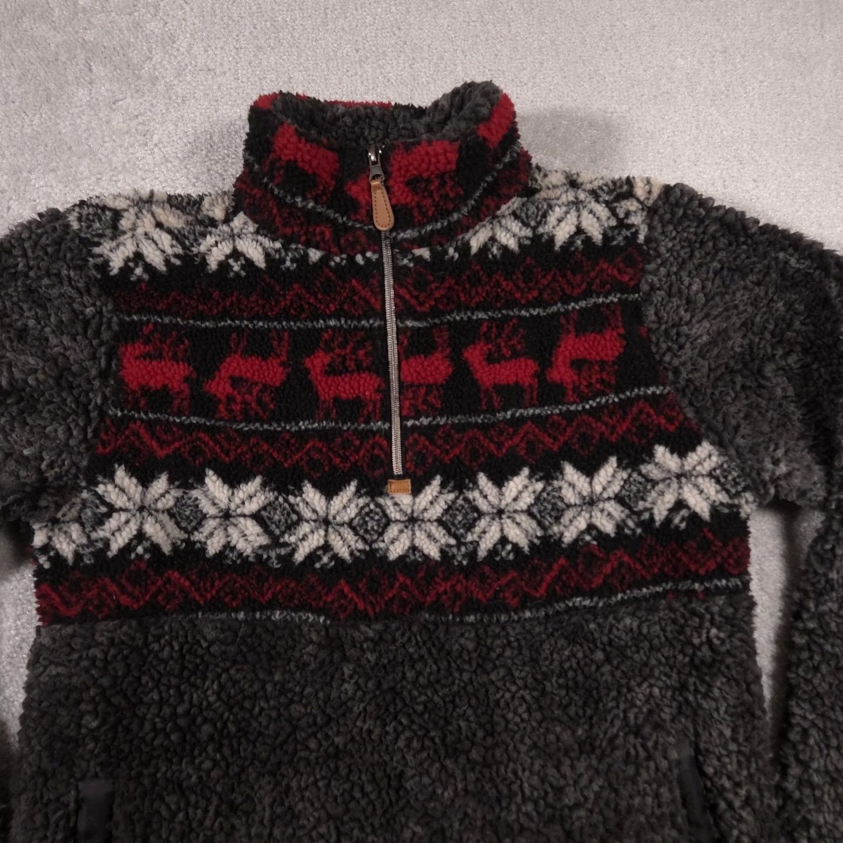 Vintage VINTAGE? Simply Southern Sherpa Pullover Womens M Gray Reindeer Snowflake 1/4 Zip Size M / US 6-8 / IT 42-44 - 3 Thumbnail