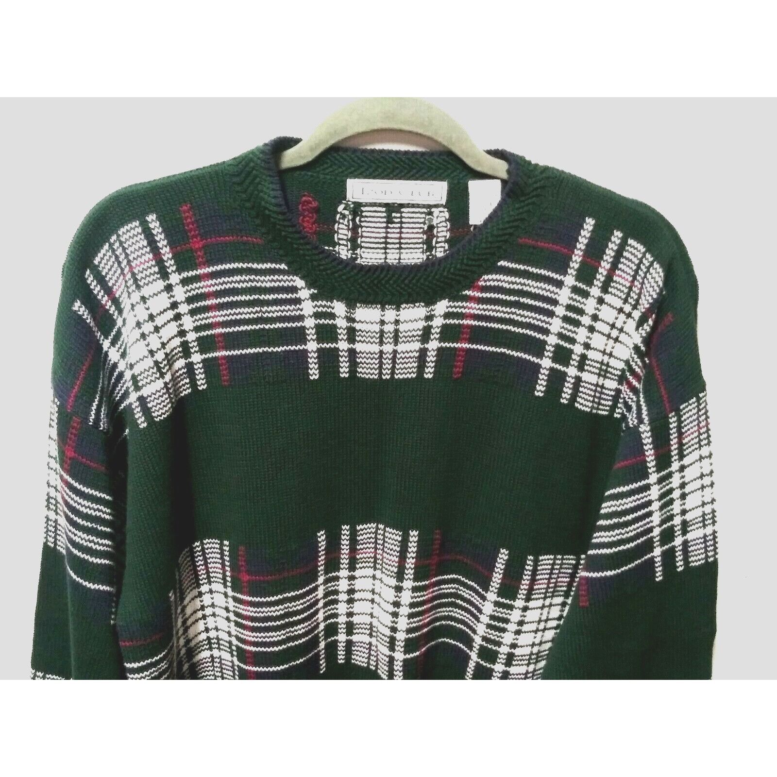 Izod IZOD Mens Sweater plaid Pullover Sz L green white long sleev Size US L / EU 52-54 / 3 - 3 Thumbnail