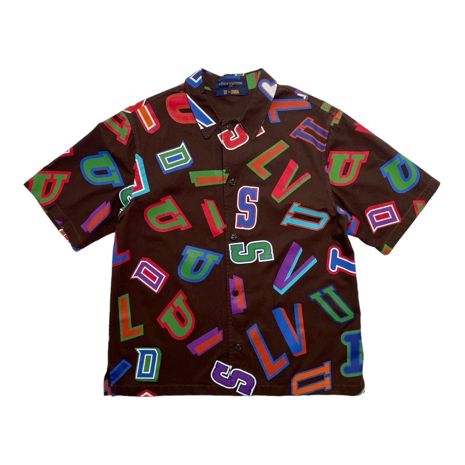 Louis Vuitton x NBA Basketball Letters Button Up Shirt Brown Size US XL / EU 56 / 4 - 1 Thumbnail