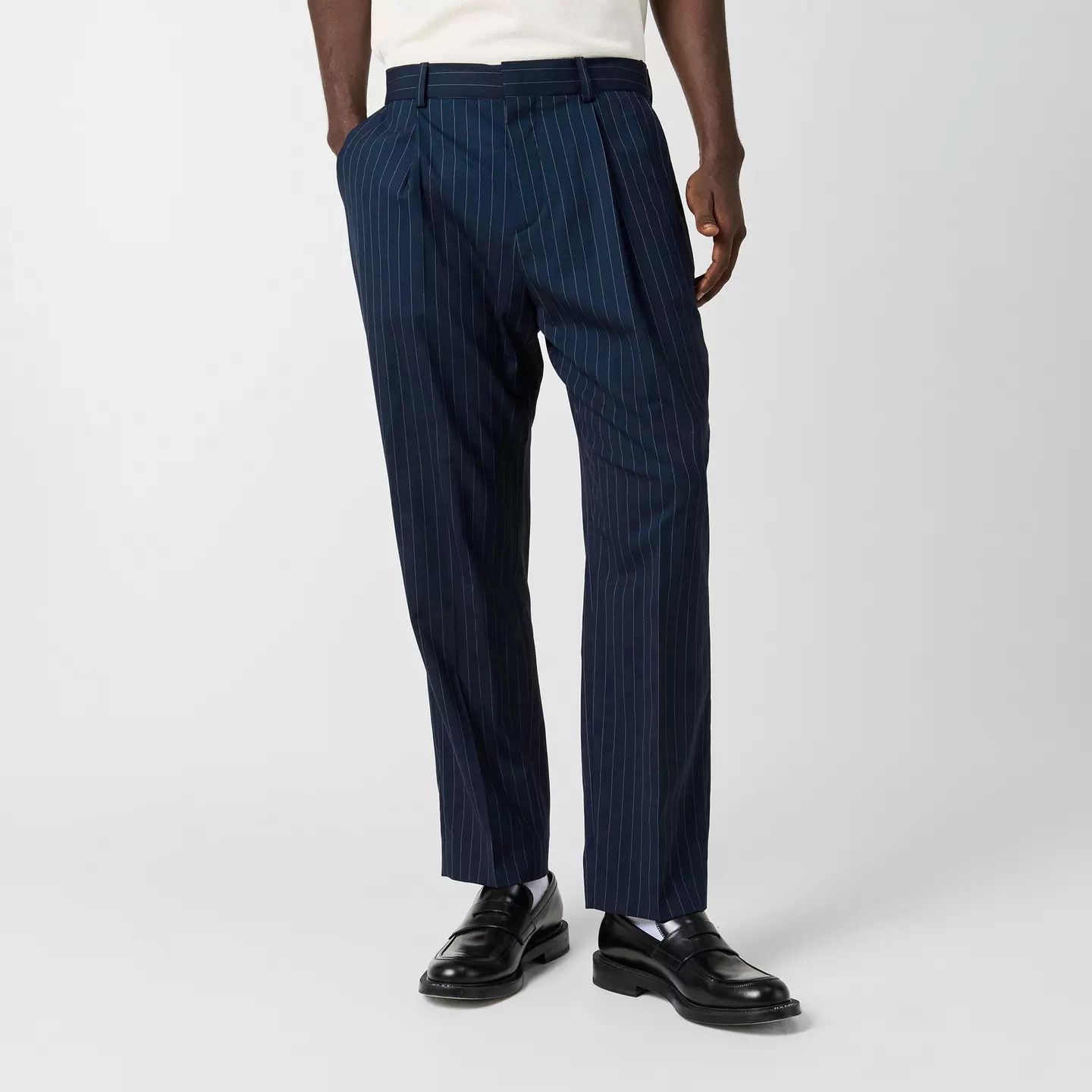 Balmain o1g2r1mq0426 Tailored Fit Straight Leg Trousers in Blue Size US 32 / EU 48 - 3 Thumbnail