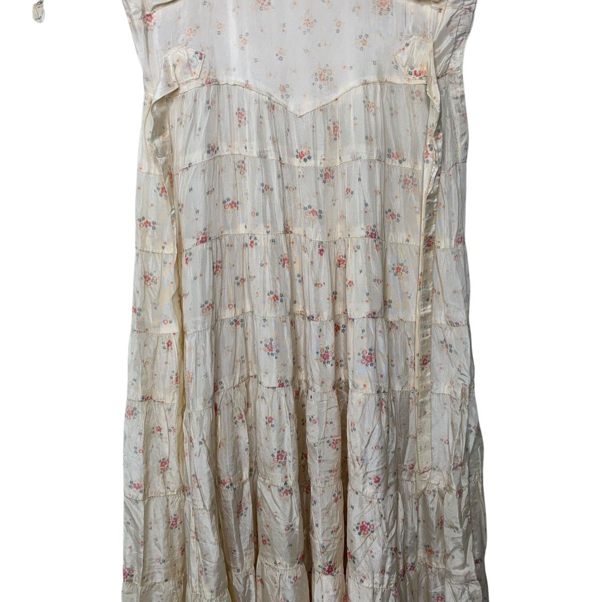 Other Vintage 30s Baby Pink Creme Tiered Puff Sleeve Maxi Dress Size S / US 4 / IT 40 - 4 Thumbnail