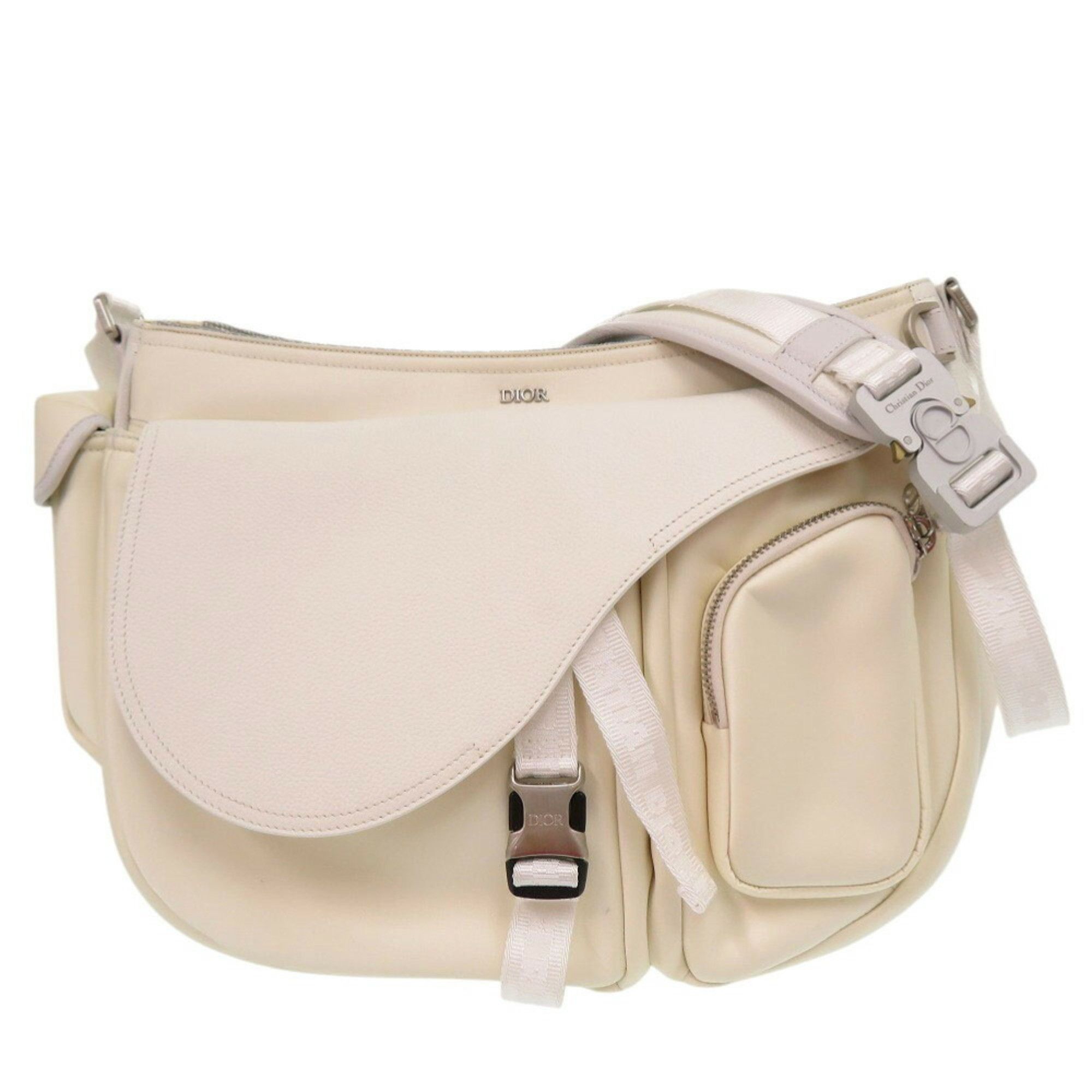 Dior Christian Dior x Sacai Saddle Soft Bag 1ADHO029USG Leather Nylon White Shoulder 1579Christian Men's Size ONE SIZE - 1 Thumbnail