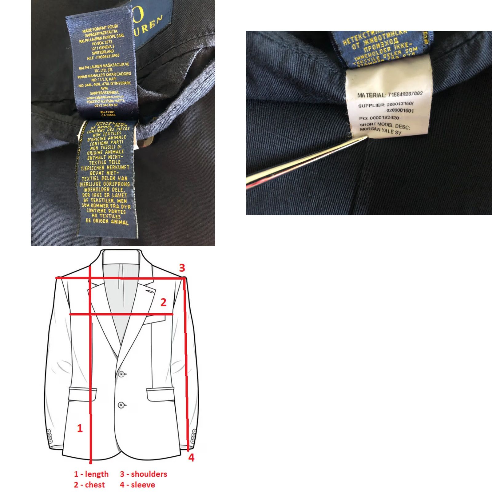 Ralph Lauren Ralph Lauren Blazer Men 44R Dark Blue Cotton Blend Single-Breasted" Size 44R - 10 Thumbnail