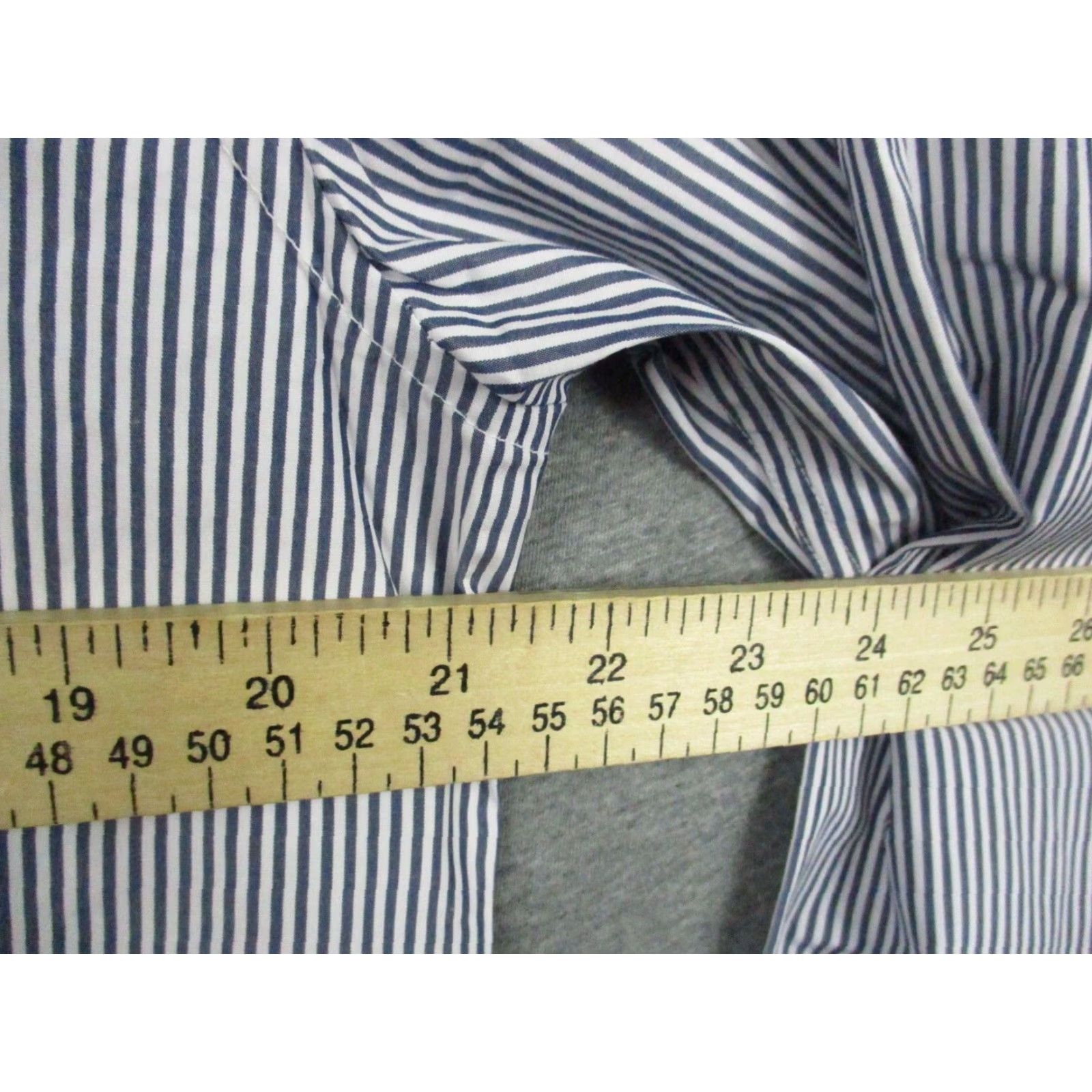 Vintage Daniels Dress Shirt Men Blue Stripe Slim Classic 16-41 Button-Up collar Down Knit Shirt Size 42R - 6 Thumbnail