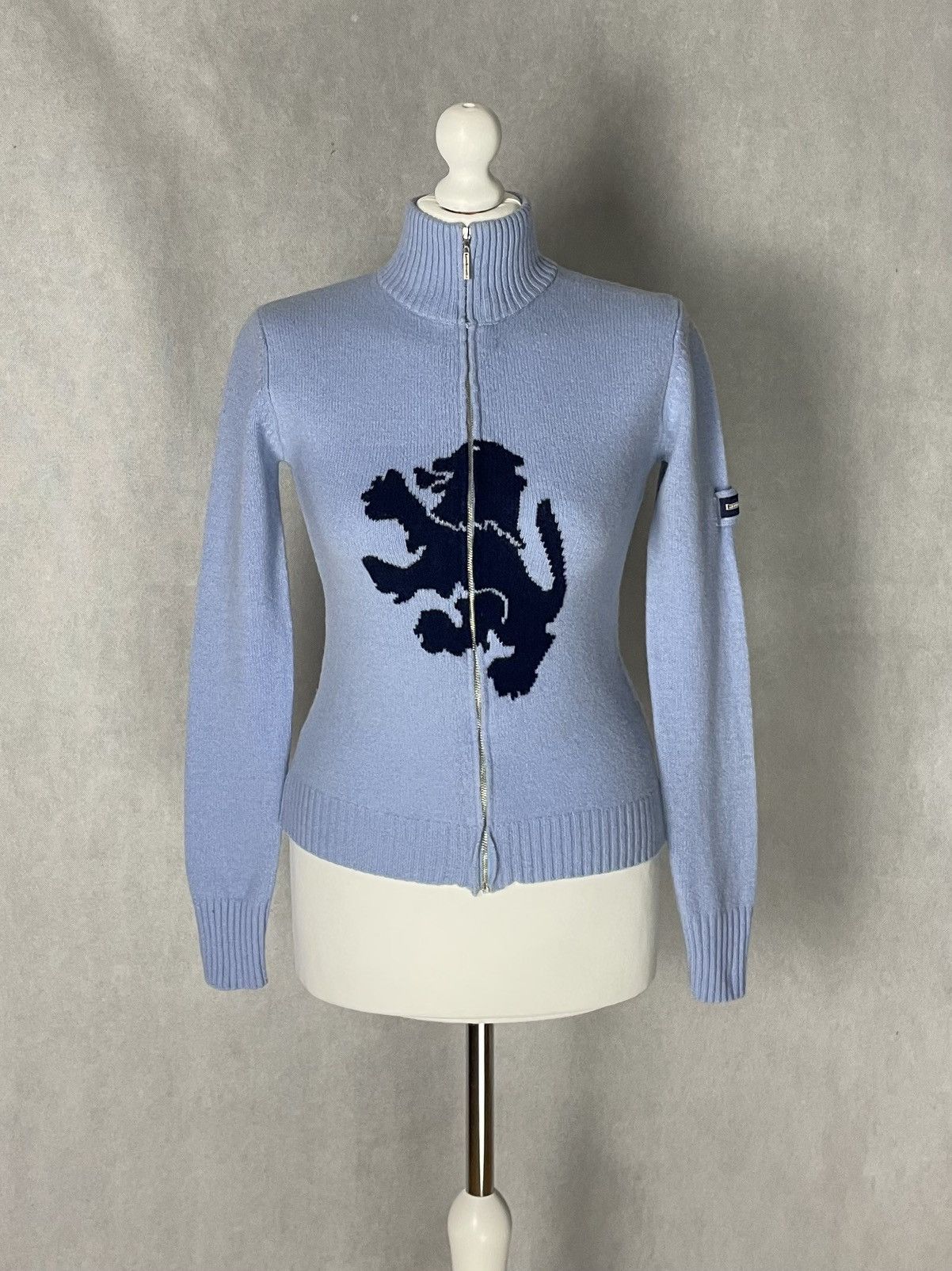 Lambretta Lambretta wool zip sweater L y2k baby blue vintage Size L / US 10 / IT 46 - 1 Thumbnail