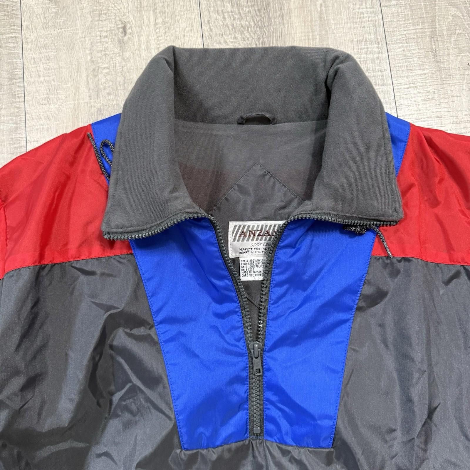 Other Vintage Anzani Sportswear Gray Blue Red Jacket Windbreaker Size ONE SIZE - 4 Thumbnail