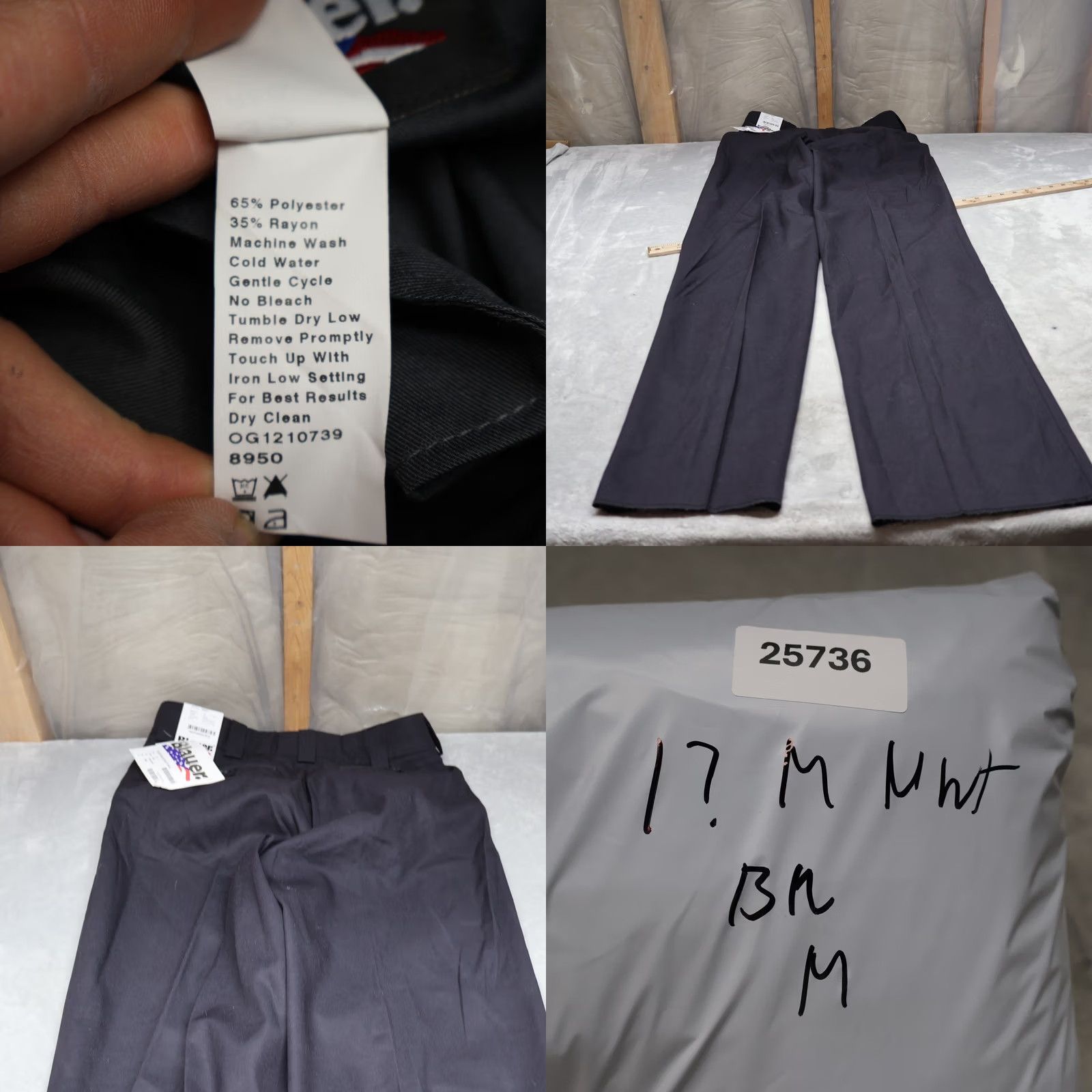 Vintage Blauer Pants Men 32x39 Black Dress Pants Flat Front 4 Pocket Rayon Blend Uniform NEW Size US 32 / EU 48 - 9 Thumbnail