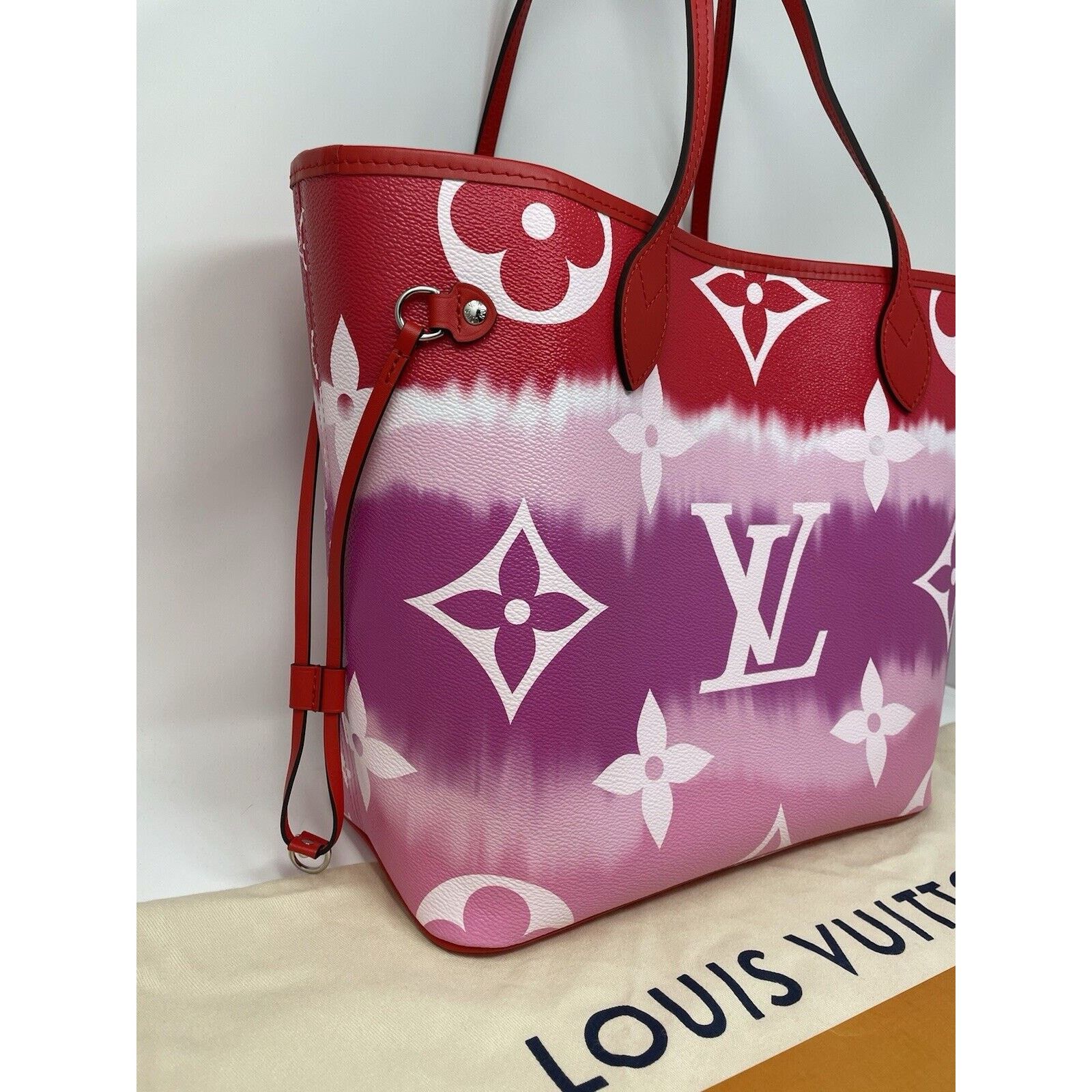 Louis Vuitton Louis Vuitton Neverfull Tote MM Pink/Red/White Canvas Size ONE SIZE - 4 Thumbnail