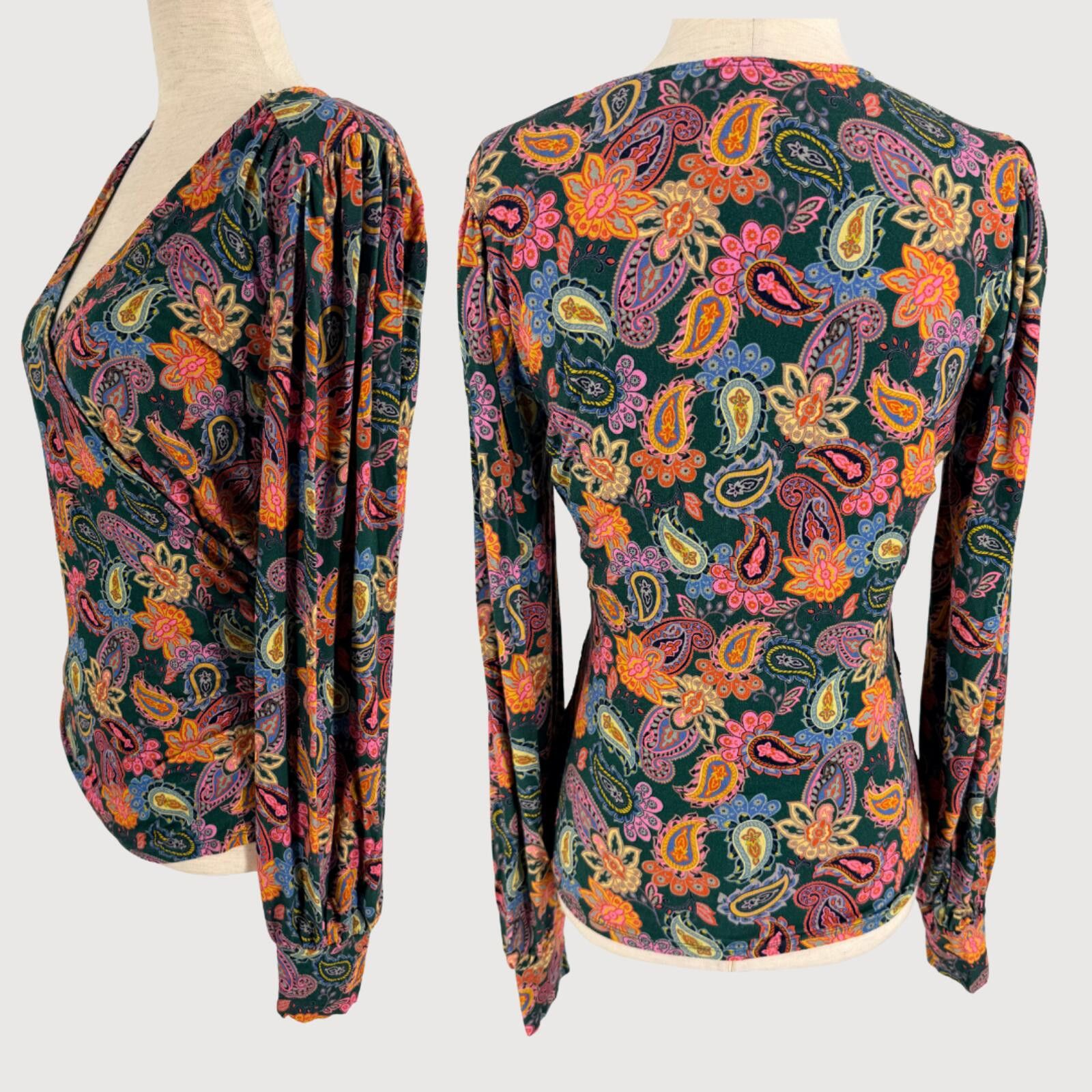Boden Boden Paisley Wrap Ruched Long Sleeve Top 8 Size M / US 6-8 / IT 42-44 - 3 Thumbnail
