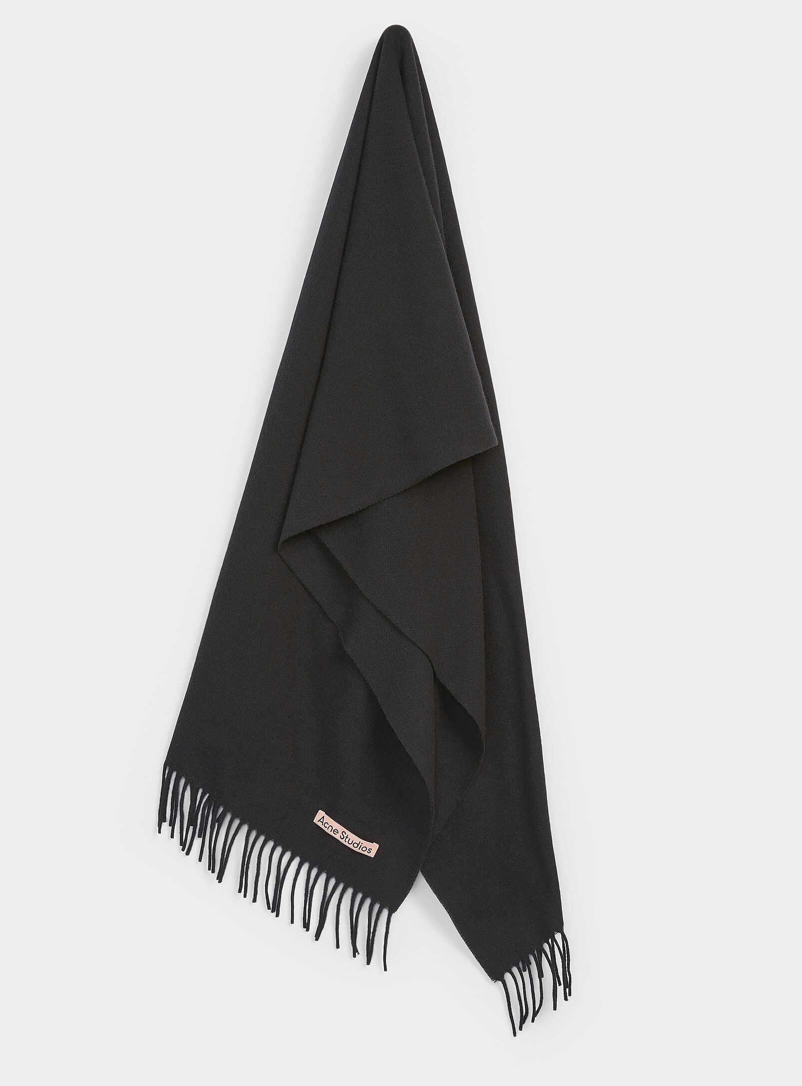 Acne Studios BNWT AW25 ACNE STUDIOS PINK PATCH OVERSIZED WOOL SCARF BLACK Size ONE SIZE - 1 Thumbnail
