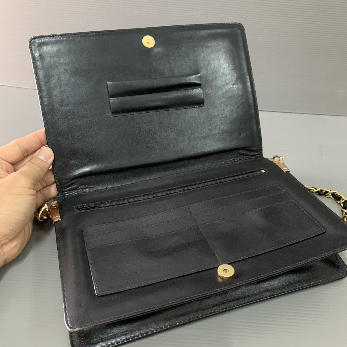 Christian Dior Monsieur Christian Dior Black Leather Vintage Chain Bag Size ONE SIZE - 8 Thumbnail