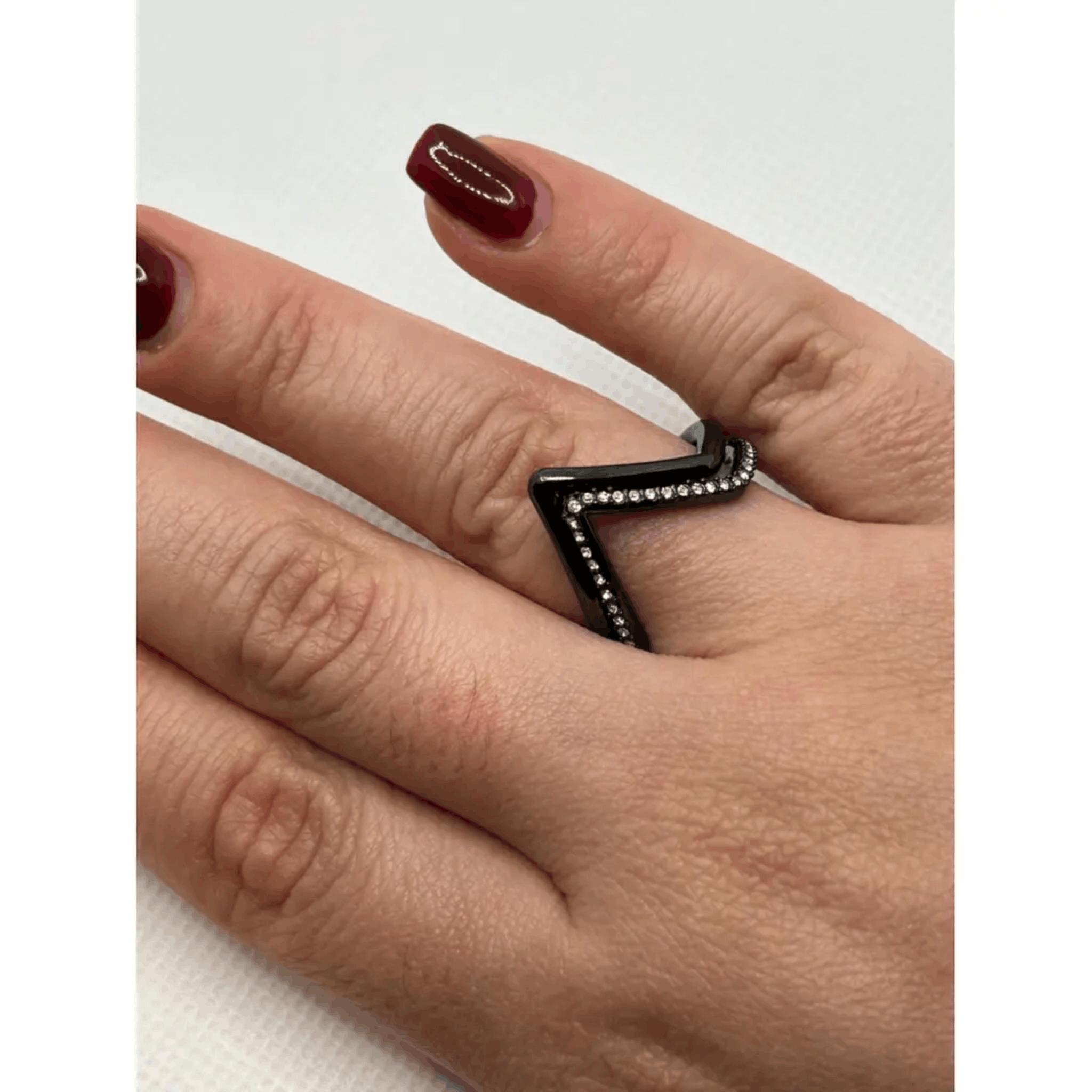 Valentino alentino Garavani V Crystal Ring Black Size ONE SIZE - 1 Thumbnail