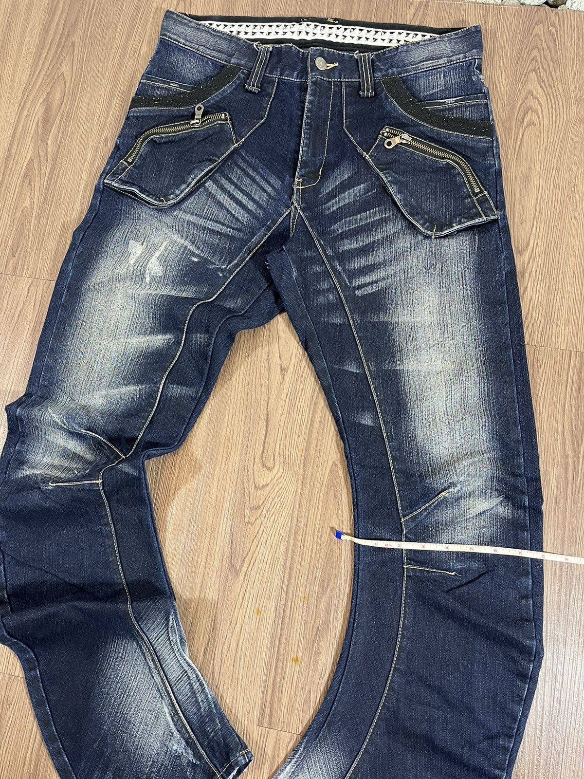 PPFM PPFM Curved Arch Distressed Denim Jeans Size US 33 - 22 Thumbnail
