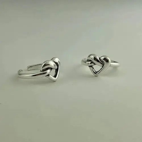 Japanese Brand Heart Adjustable Ring, Love Ring, Sterling Silver Plated Size ONE SIZE - 1 Thumbnail
