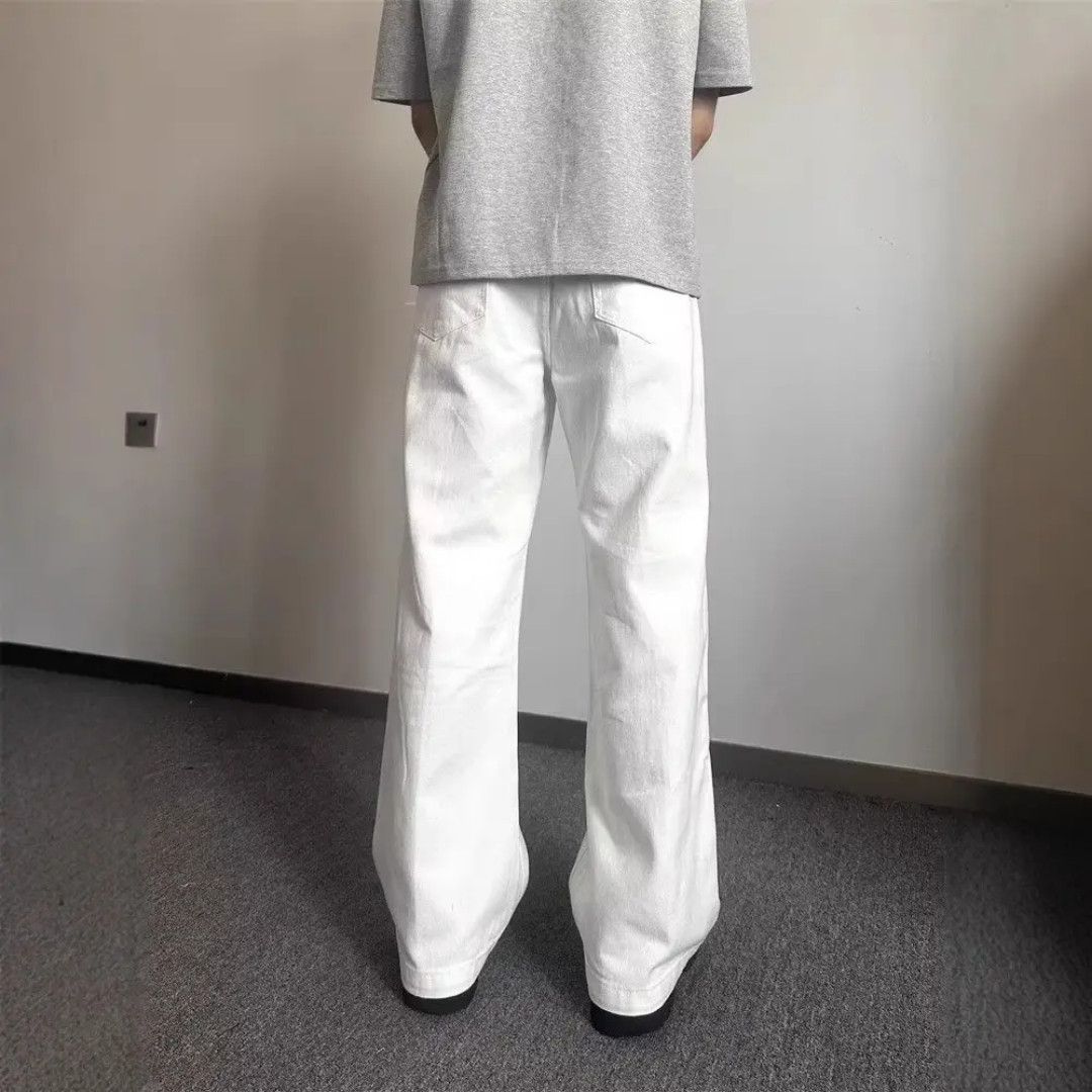 Japanese Brand White Straight leg pants mid waist zipper fly jeans Size US 34 / EU 50 - 6 Thumbnail
