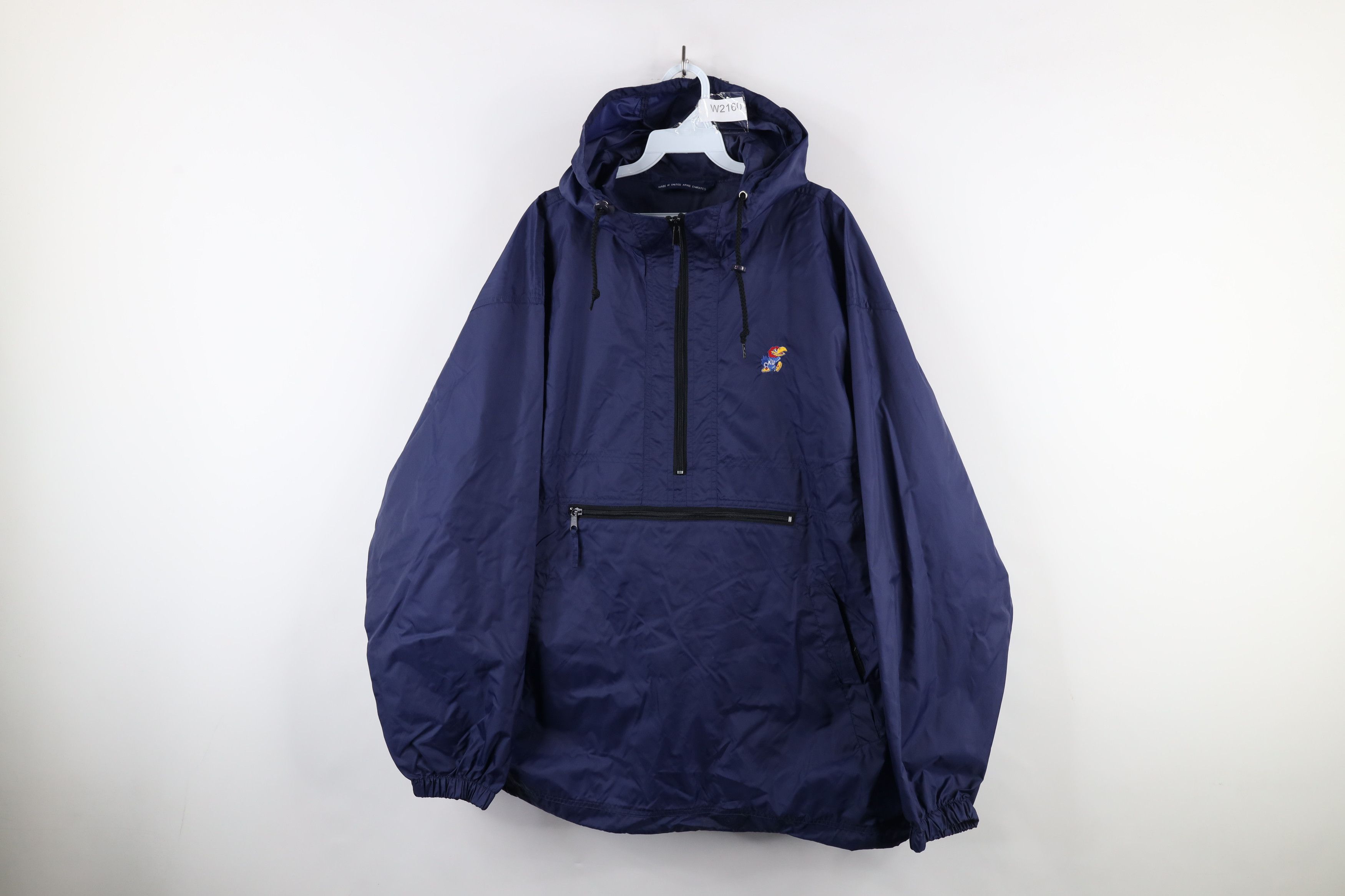 Vintage Vintage 90s Kansas University Half Zip Hooded Anorak Jacket Size US XXL / EU 58 / 5 - 1 Thumbnail