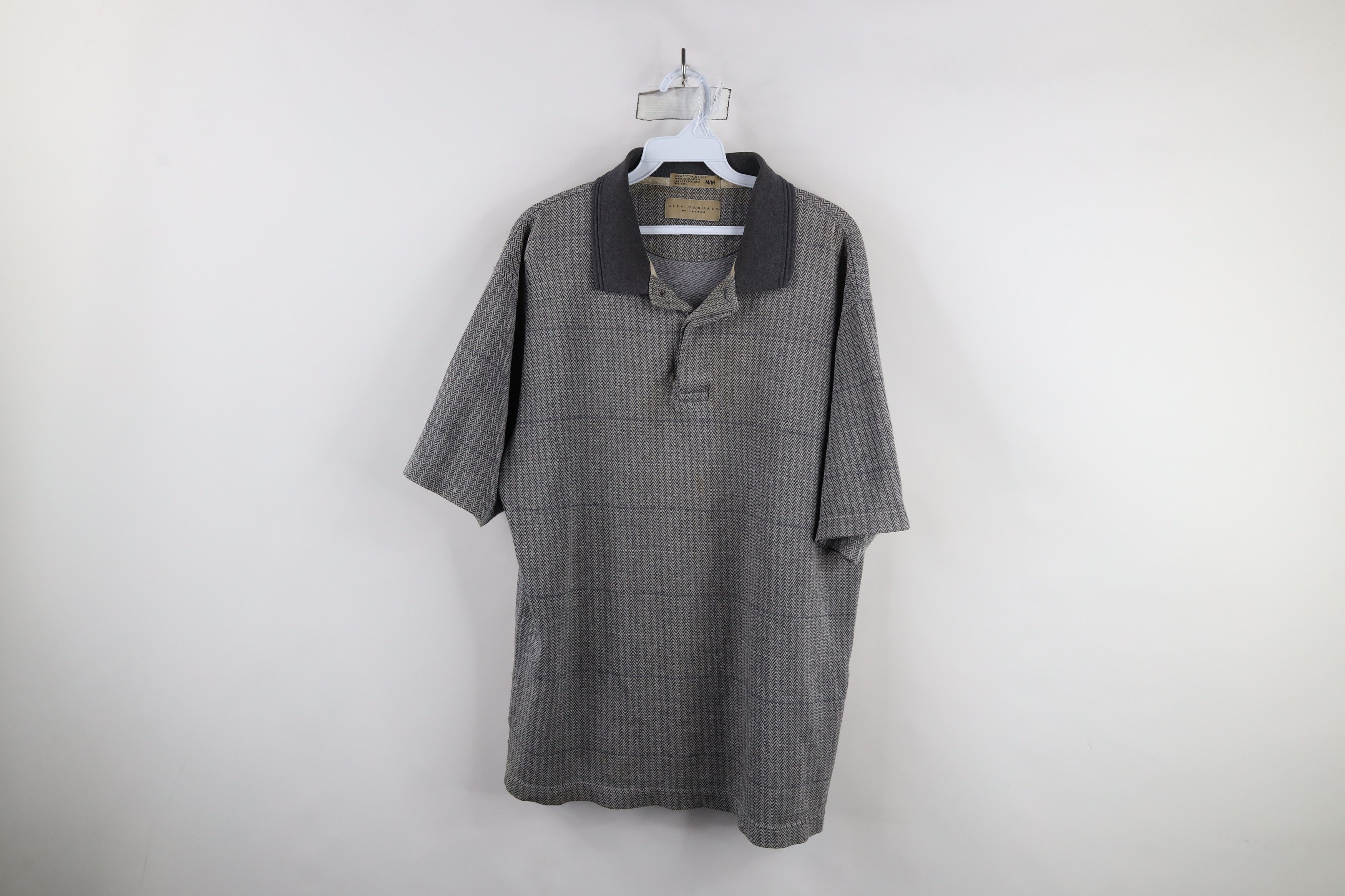Vintage Vintage 90s Streetwear Striped Herringbone Knit Polo Shirt Size US M / EU 48-50 / 2 - 1 Thumbnail