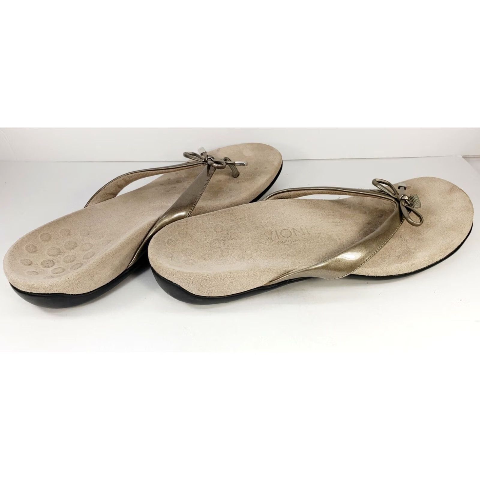 Vionic Vionic Bella II Women's Sandal Thong Slide-on Size 10 Beige Bow Upfront Flat Heel M US 10 EU 41 UK 8.5 Size US 9 / IT 39 - 6 Thumbnail