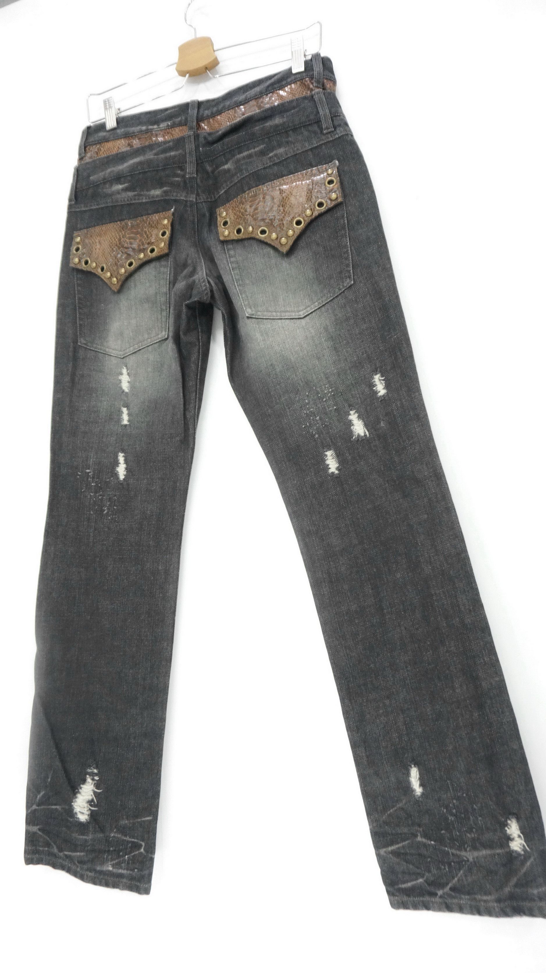 Japanese Brand ⛩️JAPANESE BRAND Double Waist Faux Snakeskin Jeans Size US 29 - 1 Thumbnail