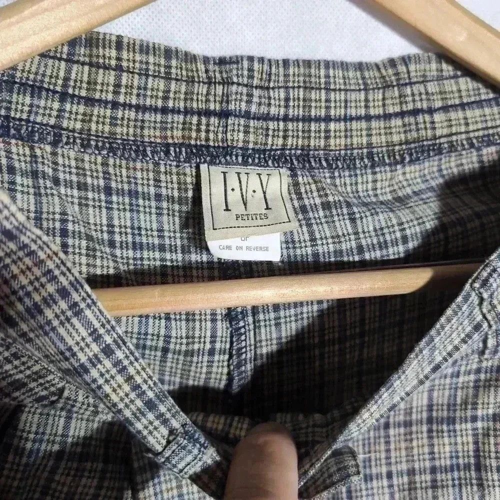 Designer IVY PETITES Plaid Shorts Linen Cotton blend sz 6 p petite Size 28" / US 6 / IT 42 - 3 Thumbnail