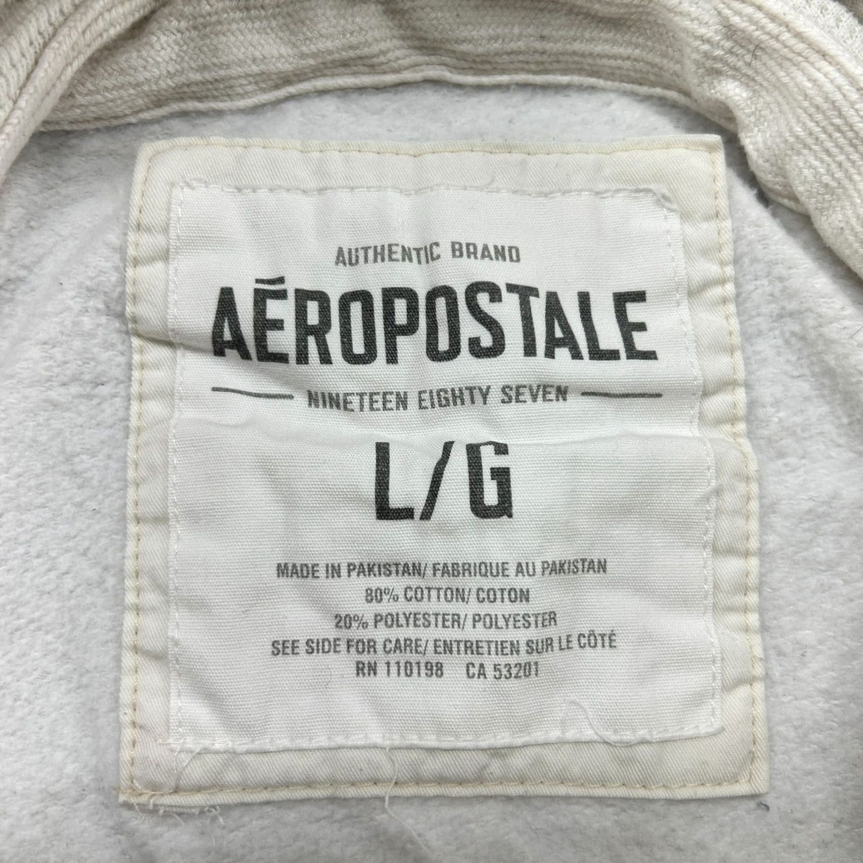 Aeropostale VINTAGE Aeropostale Hoodie Men L White Pullover Heavy Cotton Y2K Logo 80s 90s Size US L / EU 52-54 / 3 - 4 Thumbnail
