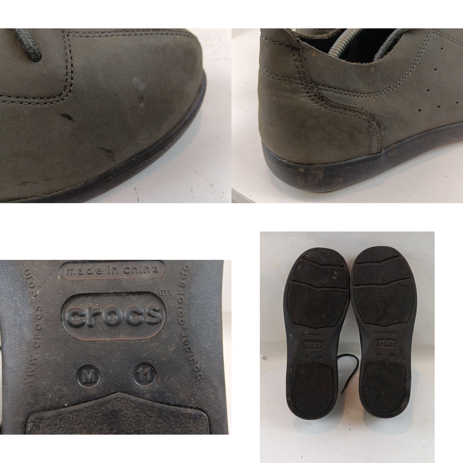 Crocs Crocs Venture Casual Shoe Mens 11M US Green Nubuck Leather Lace Up Comfort Size US 11 / EU 44 - 11 Thumbnail